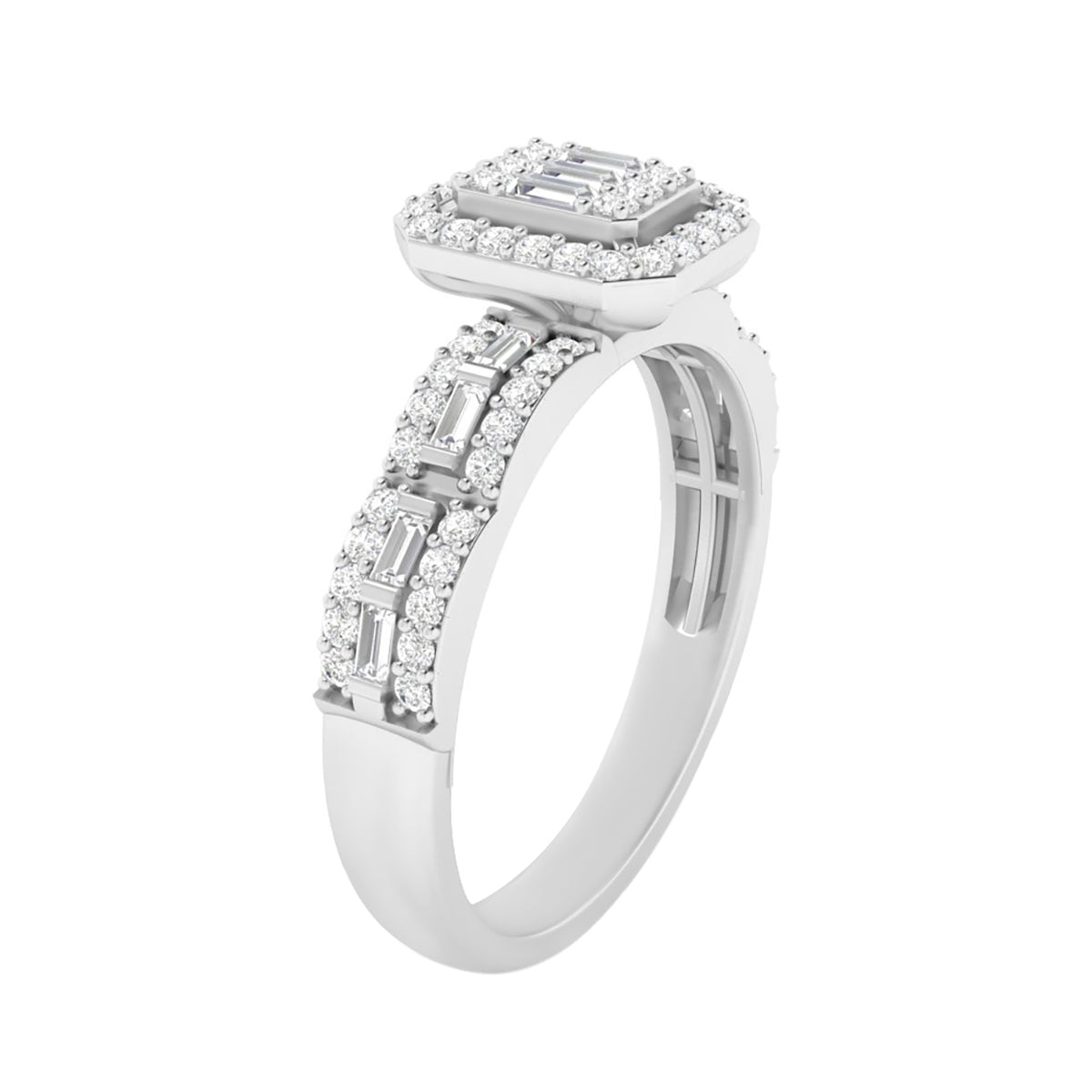18KT White Gold With White Diamond Engagement Ring 0.54ct
