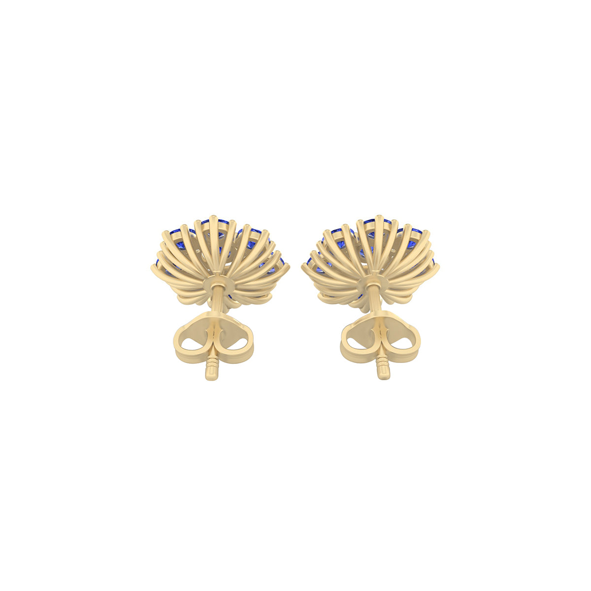AA+ Tanzanite Stud Earrings with White Diamond in 14Kt Gold 2.66cts