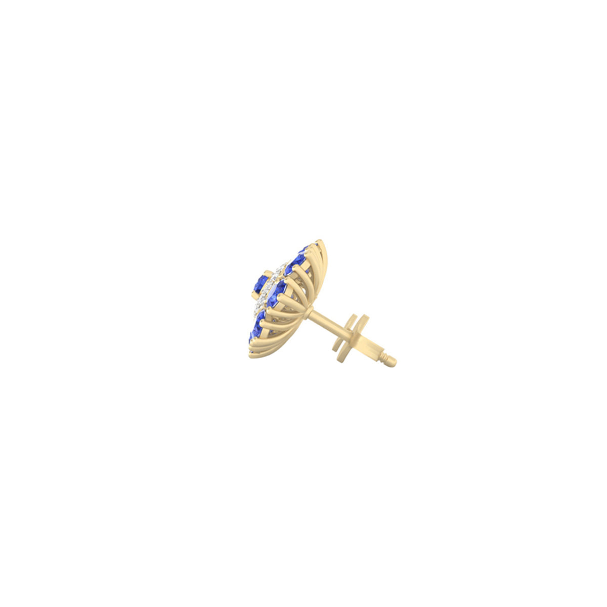 AA+ Tanzanite Stud Earrings with White Diamond in 14Kt Gold 2.66cts