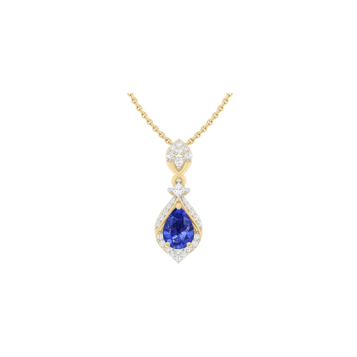 AA+ Tanzanite Pendant with White Diamond in 18Kt Gold 1.03cts