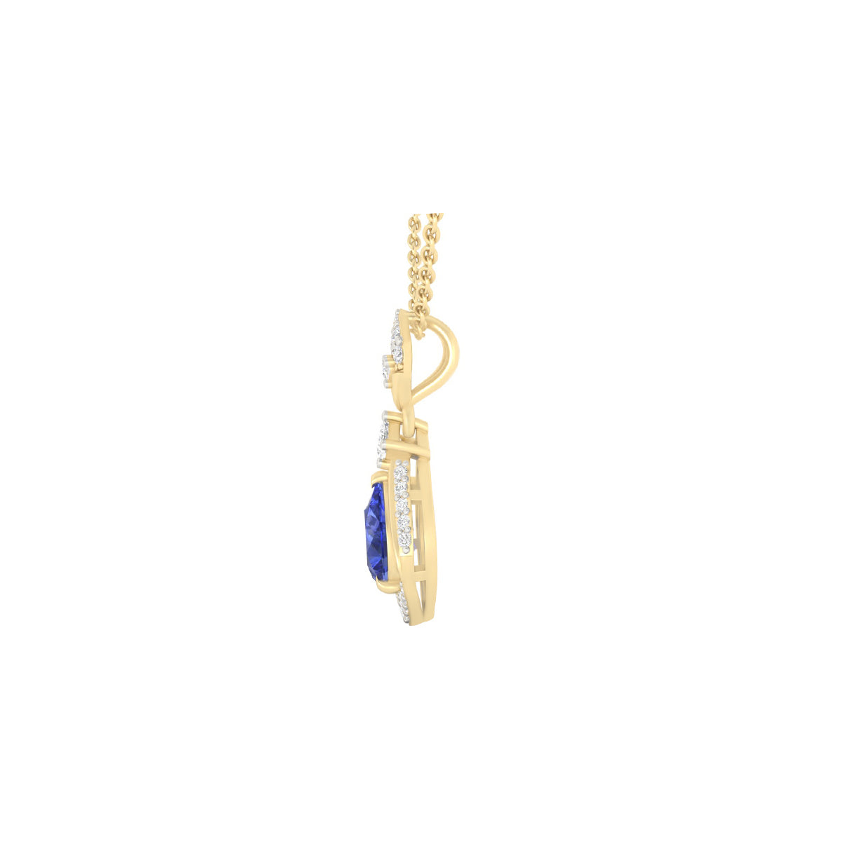 AA+ Tanzanite Pendant with White Diamond in 18Kt Gold 1.03cts