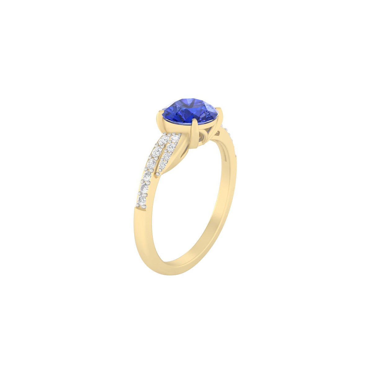 AA+ Tanzanite Ring with White Diamond in 18Kt Gold 1.65cts