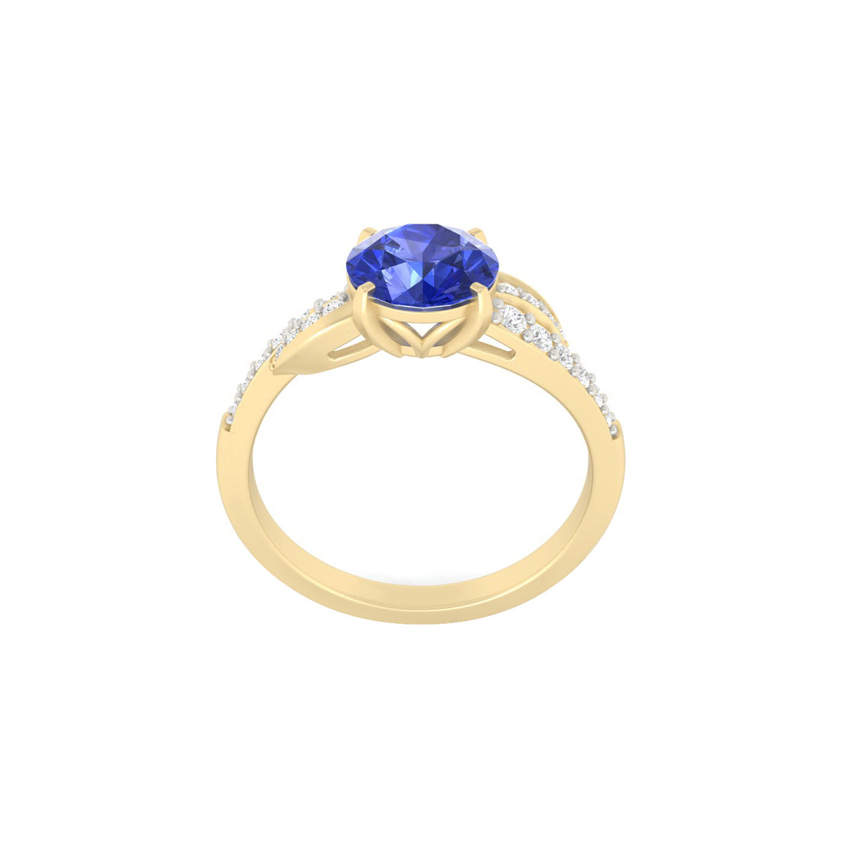 AA+ Tanzanite Ring with White Diamond in 18Kt Gold 1.65cts