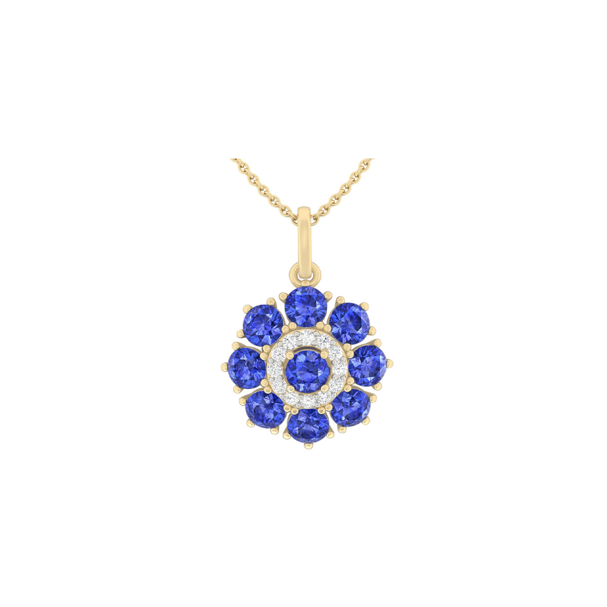 AA+ Tanzanite Pendant with White Diamond in 14Kt Gold 3.38cts