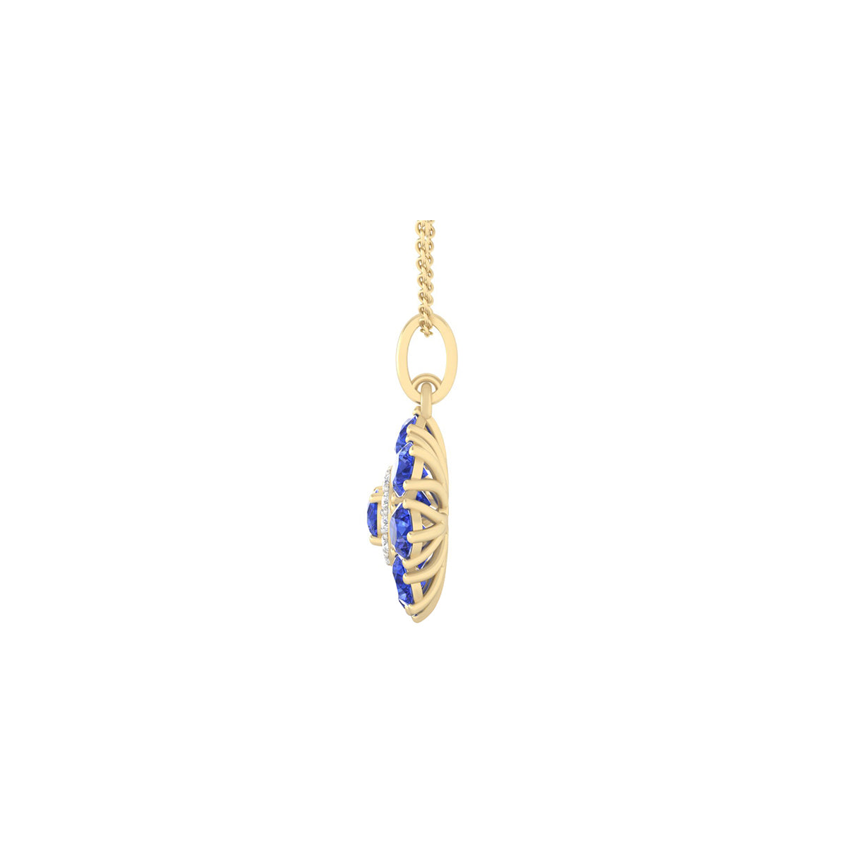 AA+ Tanzanite Pendant with White Diamond in 14Kt Gold 3.38cts