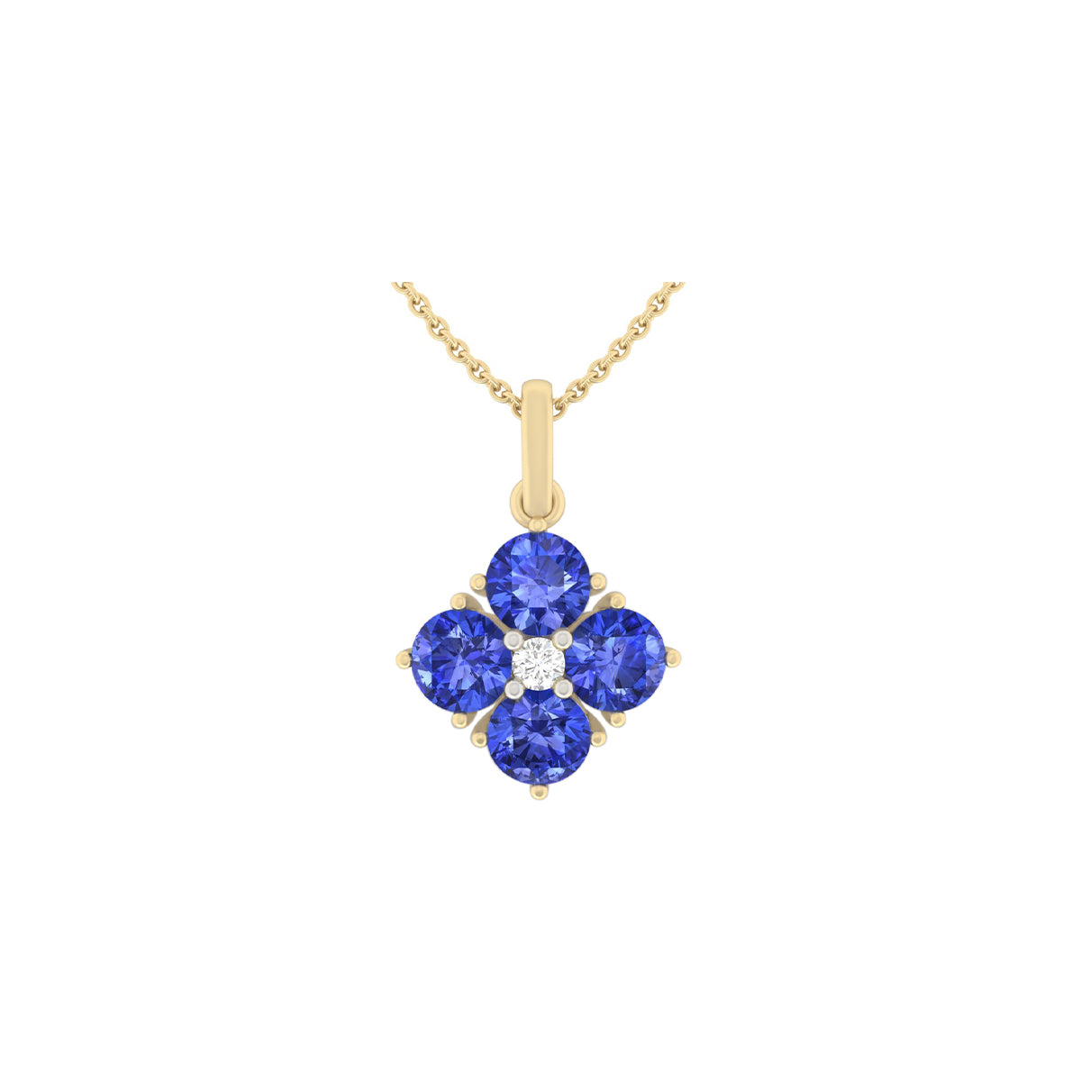 AA+ Tanzanite Pendant with White Diamond in 14Kt Gold 2.34cts