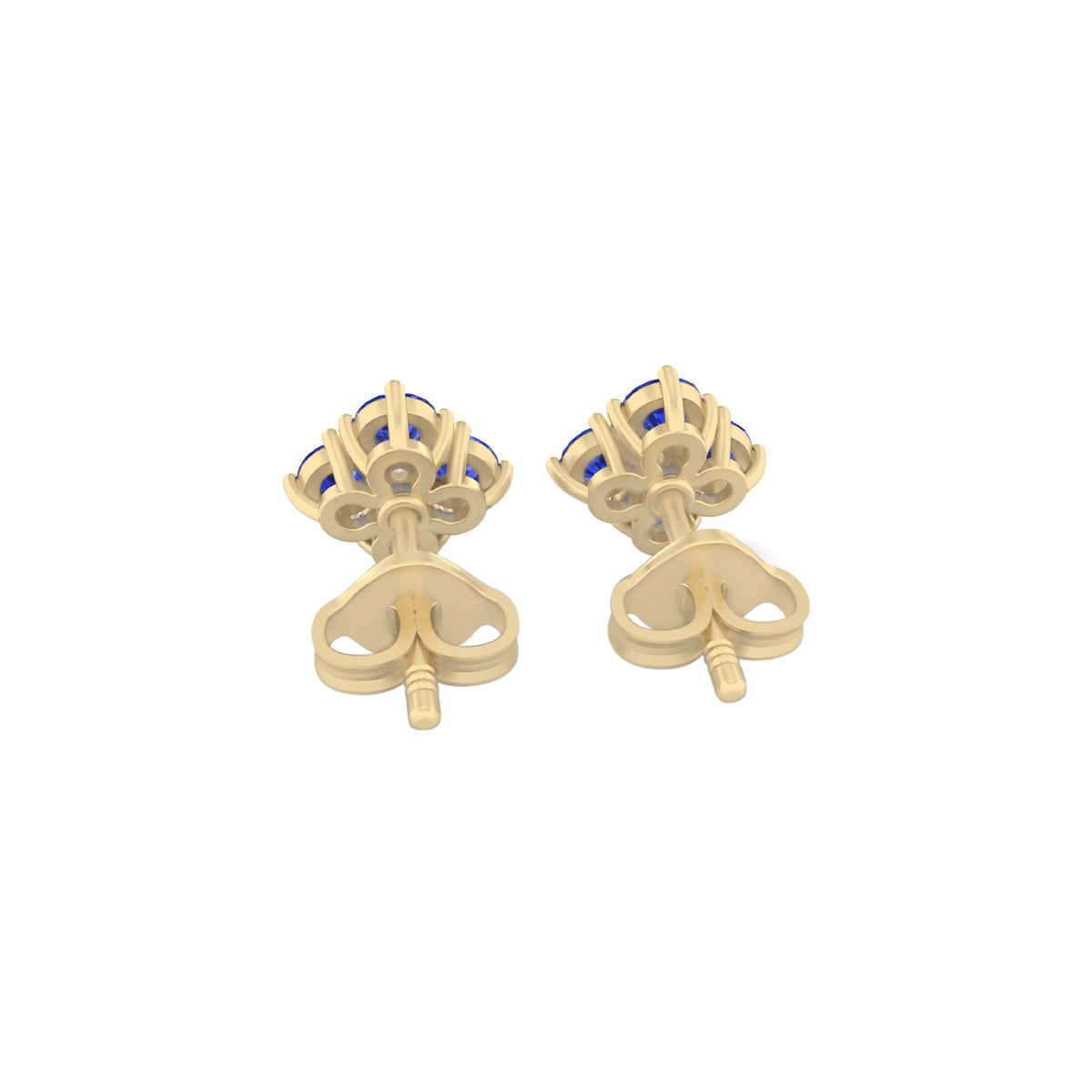 AA+ Tanzanite Stud Earrings with White Diamond in 14Kt Gold 1.15cts