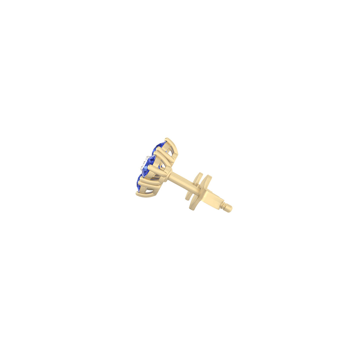 AA+ Tanzanite Stud Earrings with White Diamond in 14Kt Gold 1.15cts