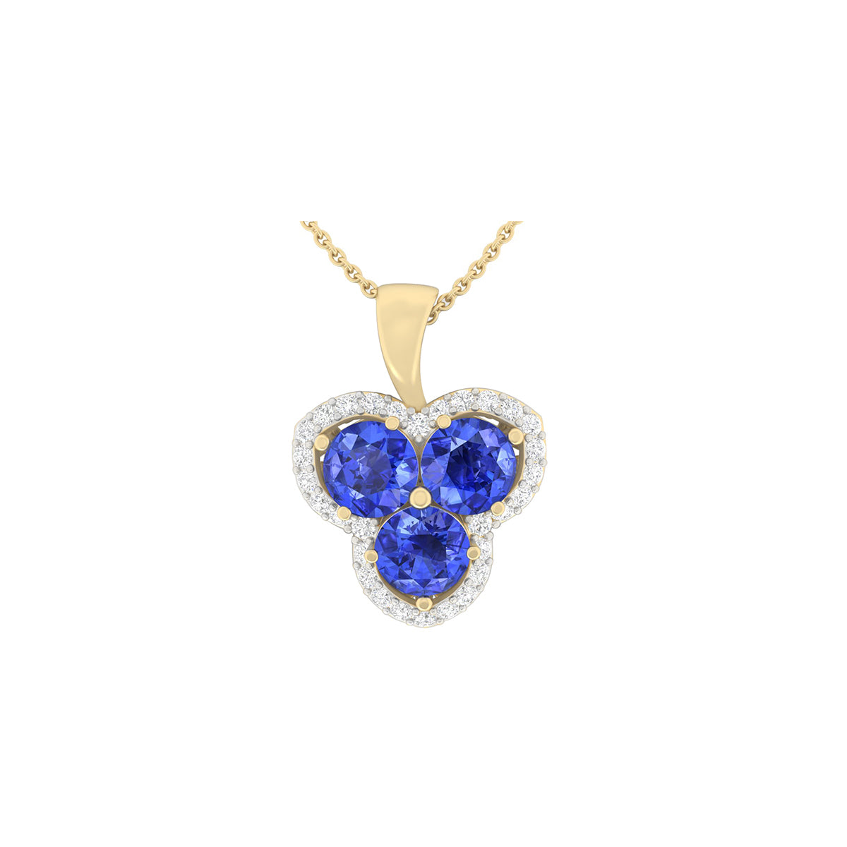 AA+ Tanzanite Pendant with White Diamond in 14Kt Gold 3.28cts