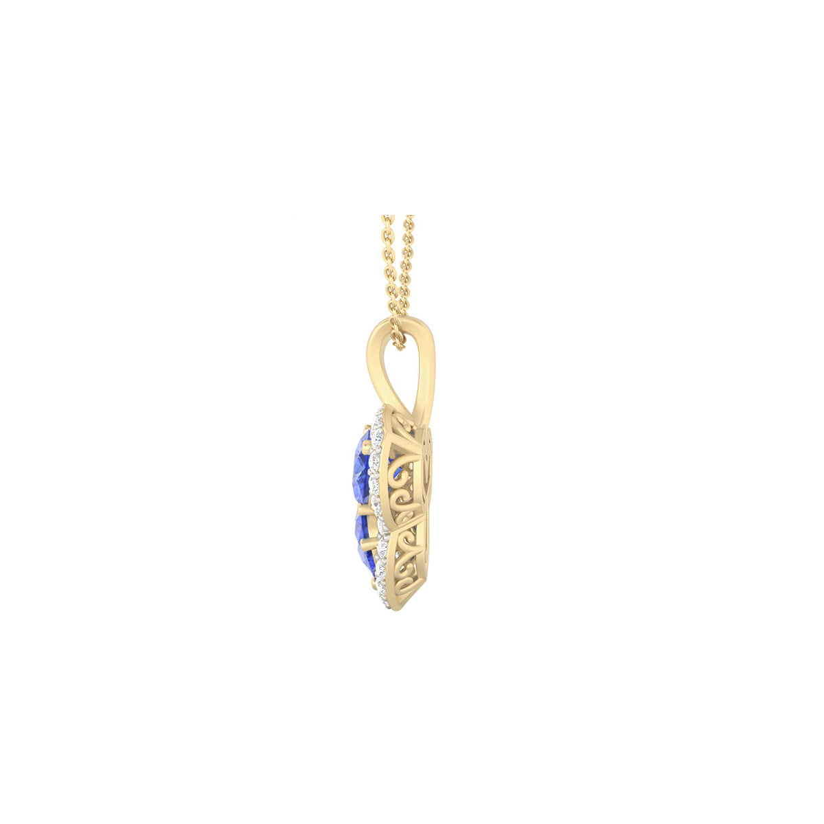AA+ Tanzanite Pendant with White Diamond in 14Kt Gold 3.28cts