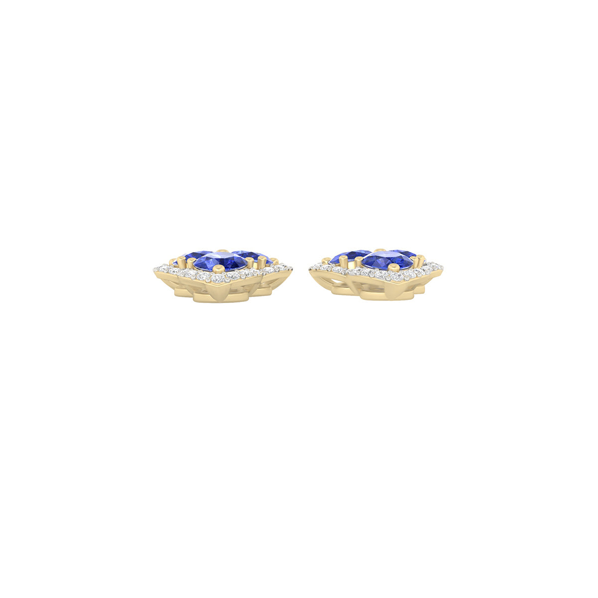 AA+ Tanzanite Stud Earrings with White Diamond in 14Kt Gold 2.47cts
