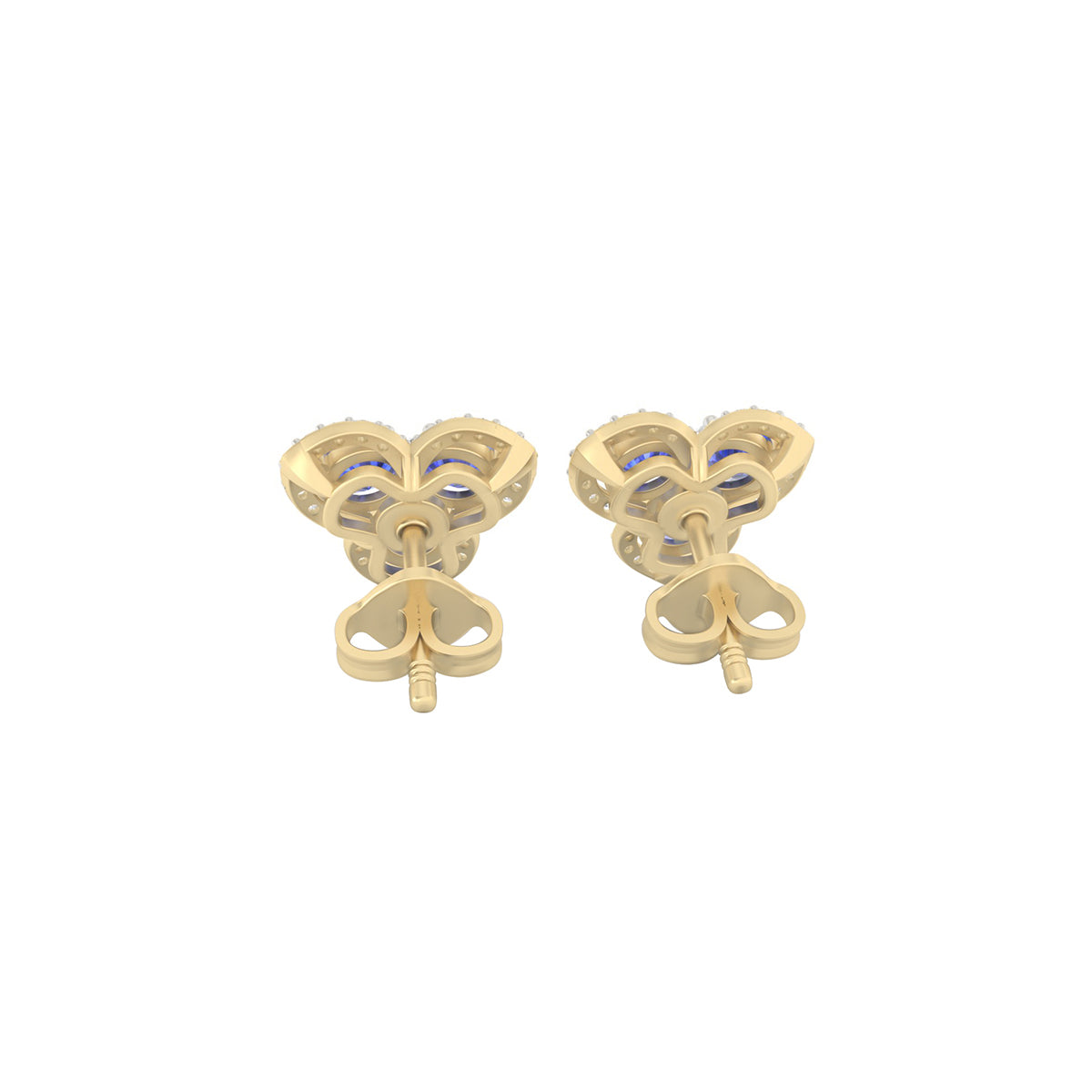 AA+ Tanzanite Stud Earrings with White Diamond in 14Kt Gold 2.47cts