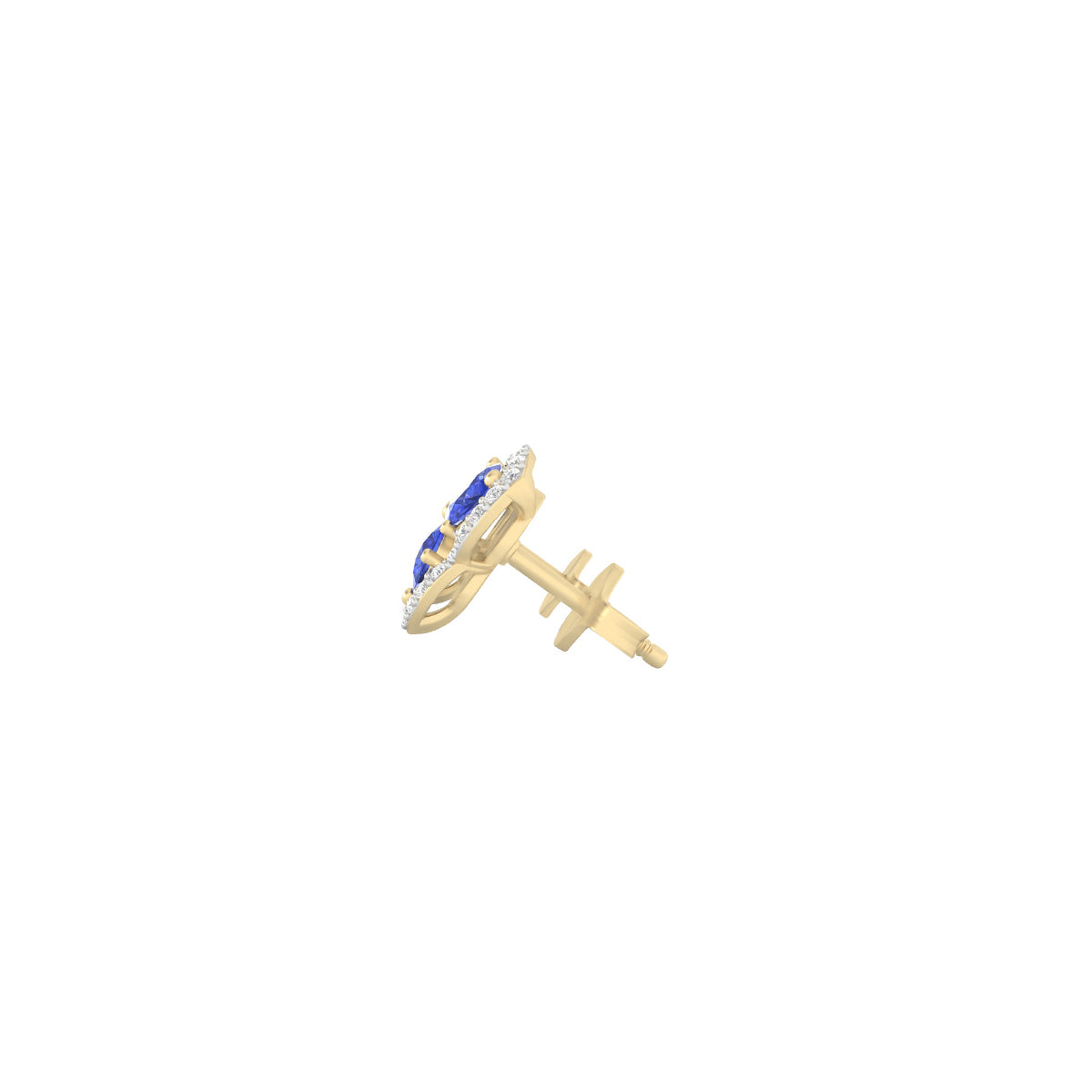 AA+ Tanzanite Stud Earrings with White Diamond in 14Kt Gold 2.47cts