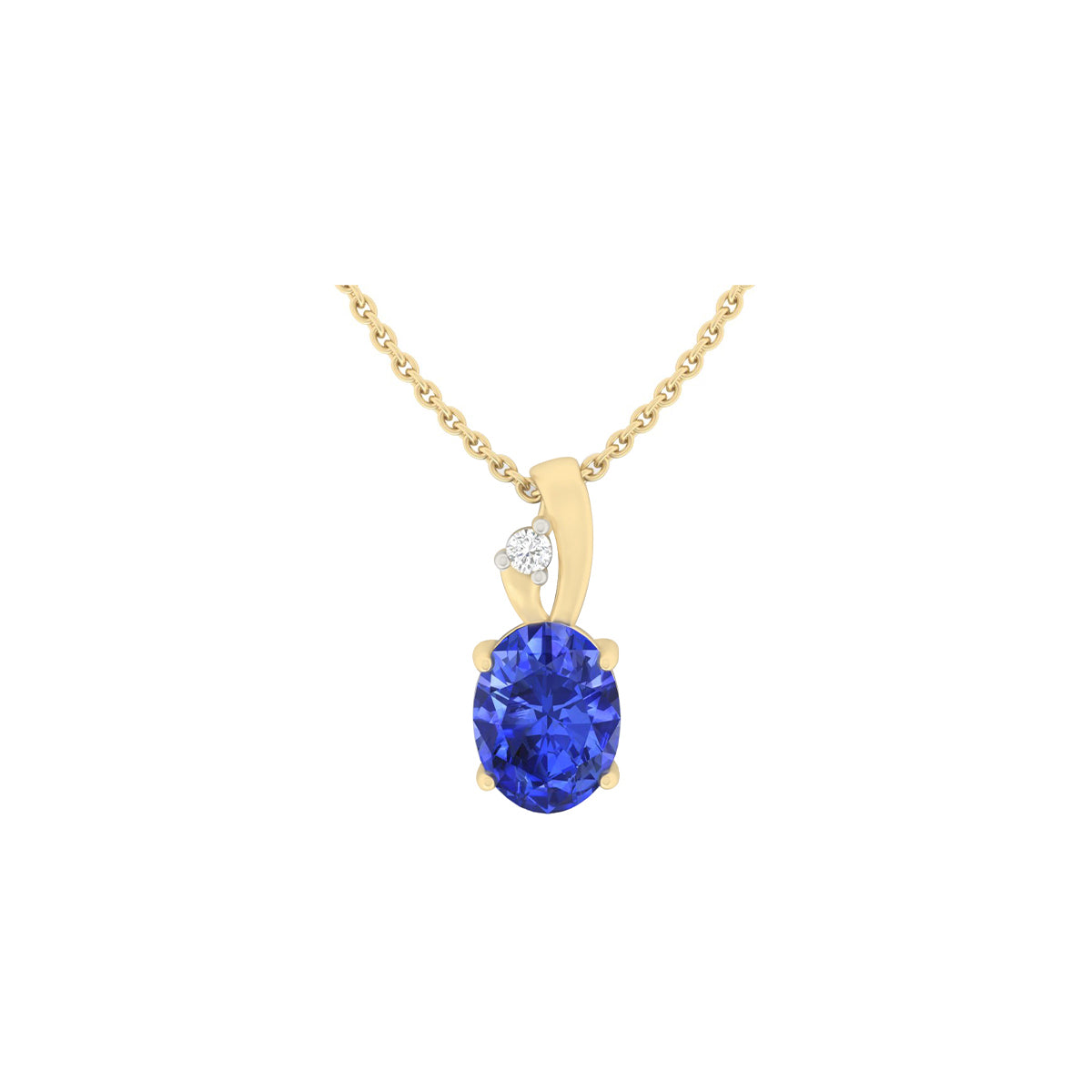 AA+ Tanzanite Pendant with White Diamond in 18Kt Gold 1.38cts