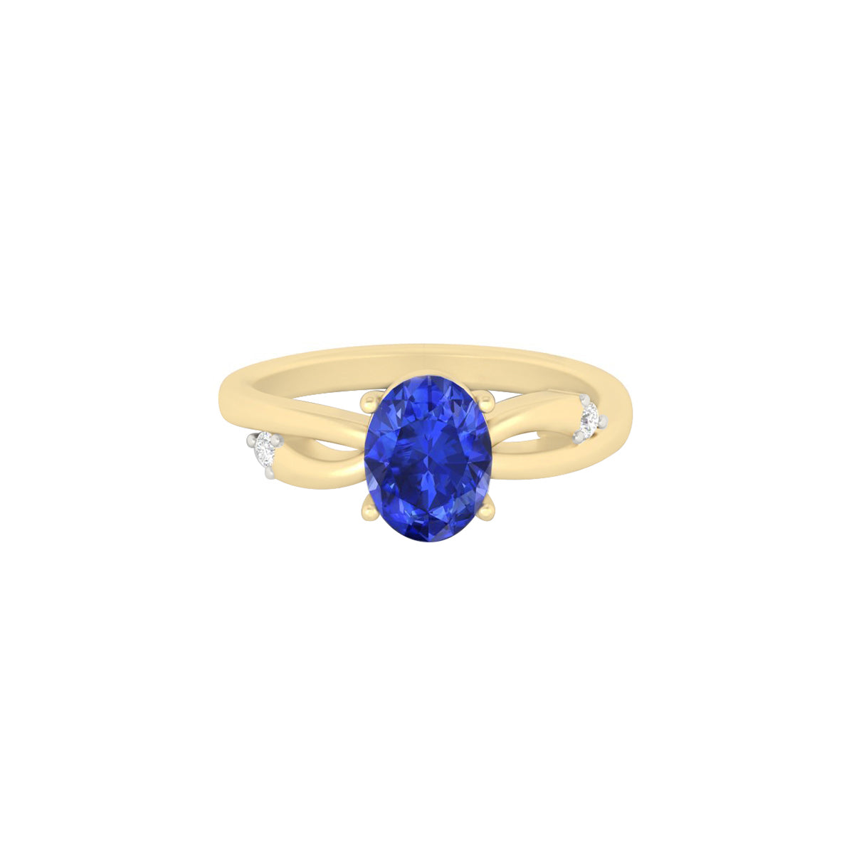 AA+ Tanzanite Ring with White Diamond in 18Kt Gold 1.40cts