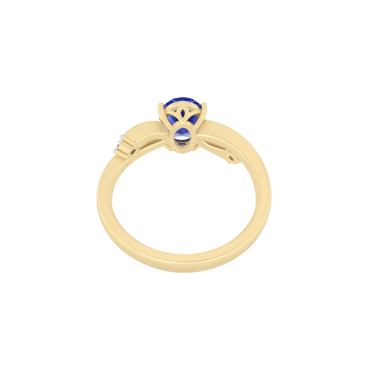 AA+ Tanzanite Ring with White Diamond in 18Kt Gold 1.40cts