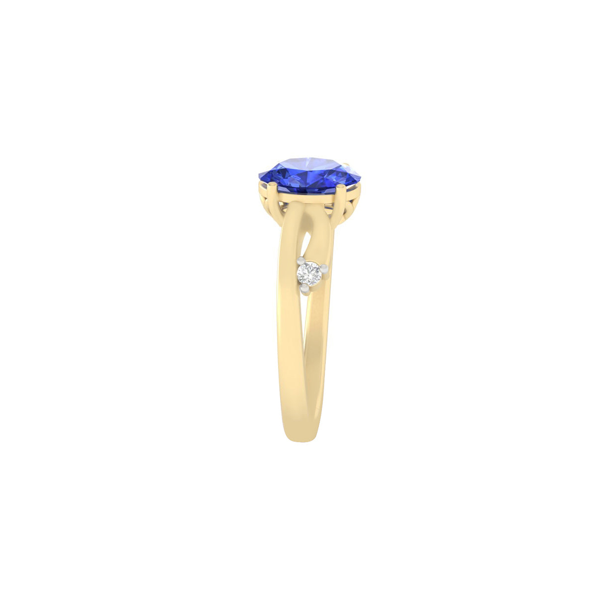 AA+ Tanzanite Ring with White Diamond in 18Kt Gold 1.40cts
