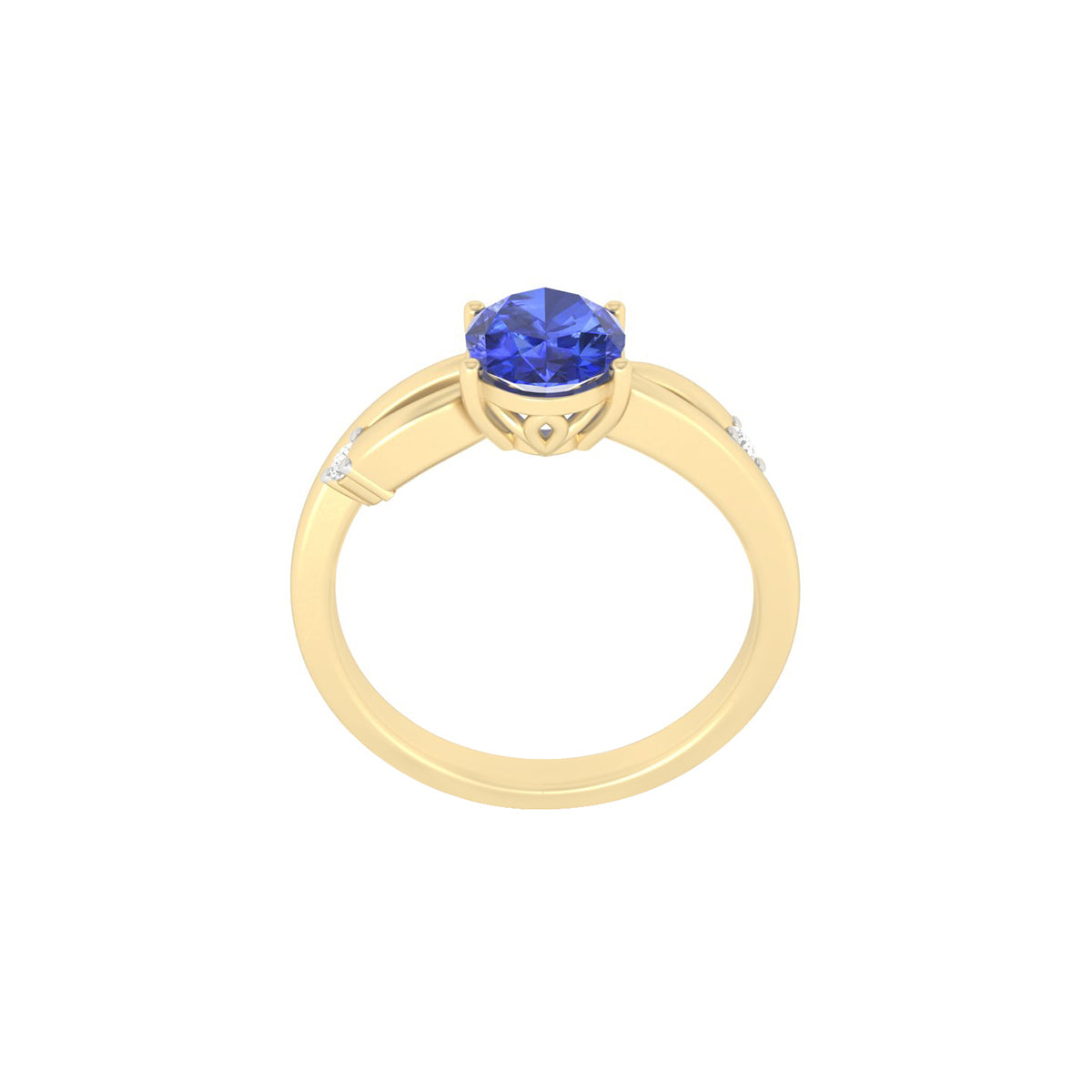 AA+ Tanzanite Ring with White Diamond in 18Kt Gold 1.40cts