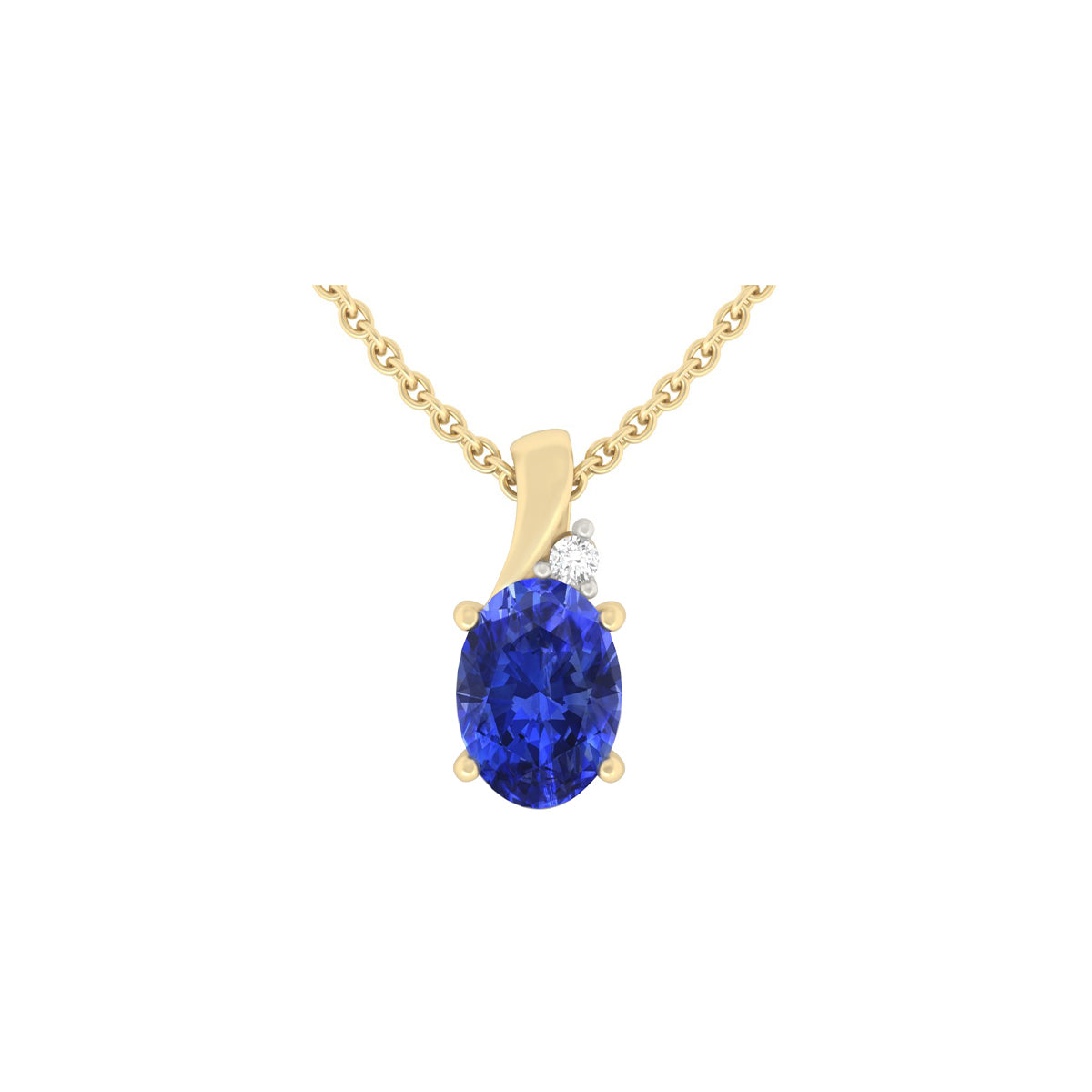 AA+ Tanzanite Pendant with White Diamond in 18Kt Gold 0.86cts