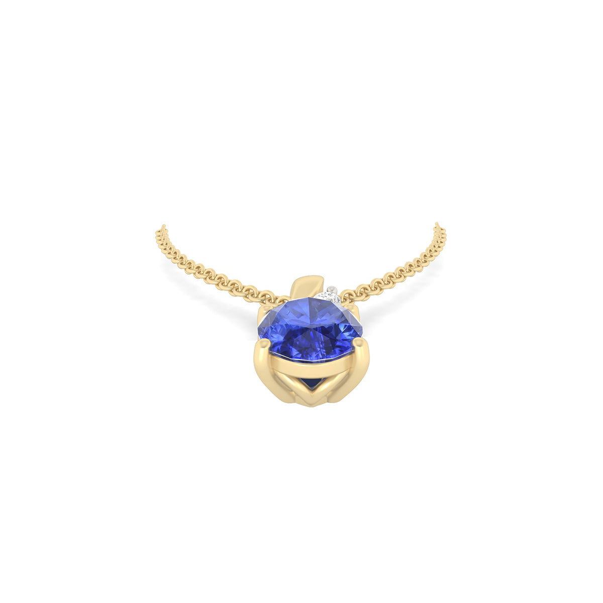 AA+ Tanzanite Pendant with White Diamond in 18Kt Gold 0.86cts