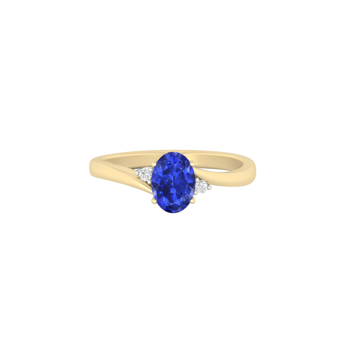 AA+ Tanzanite Ring with White Diamond in 18Kt Gold 0.89cts