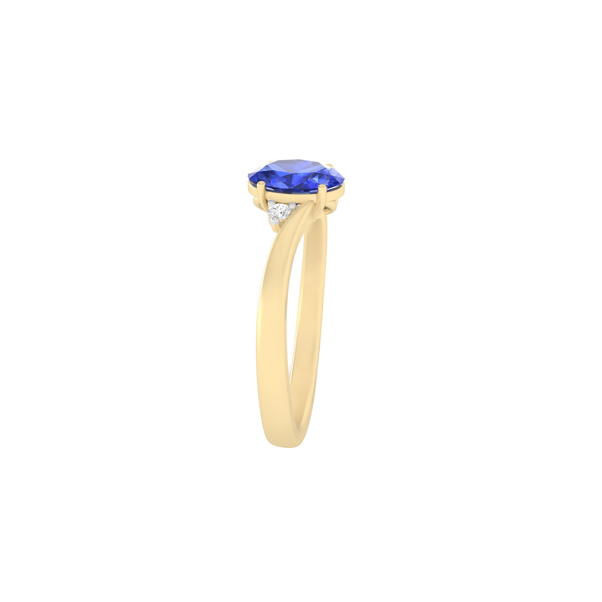 AA+ Tanzanite Ring with White Diamond in 18Kt Gold 0.89cts