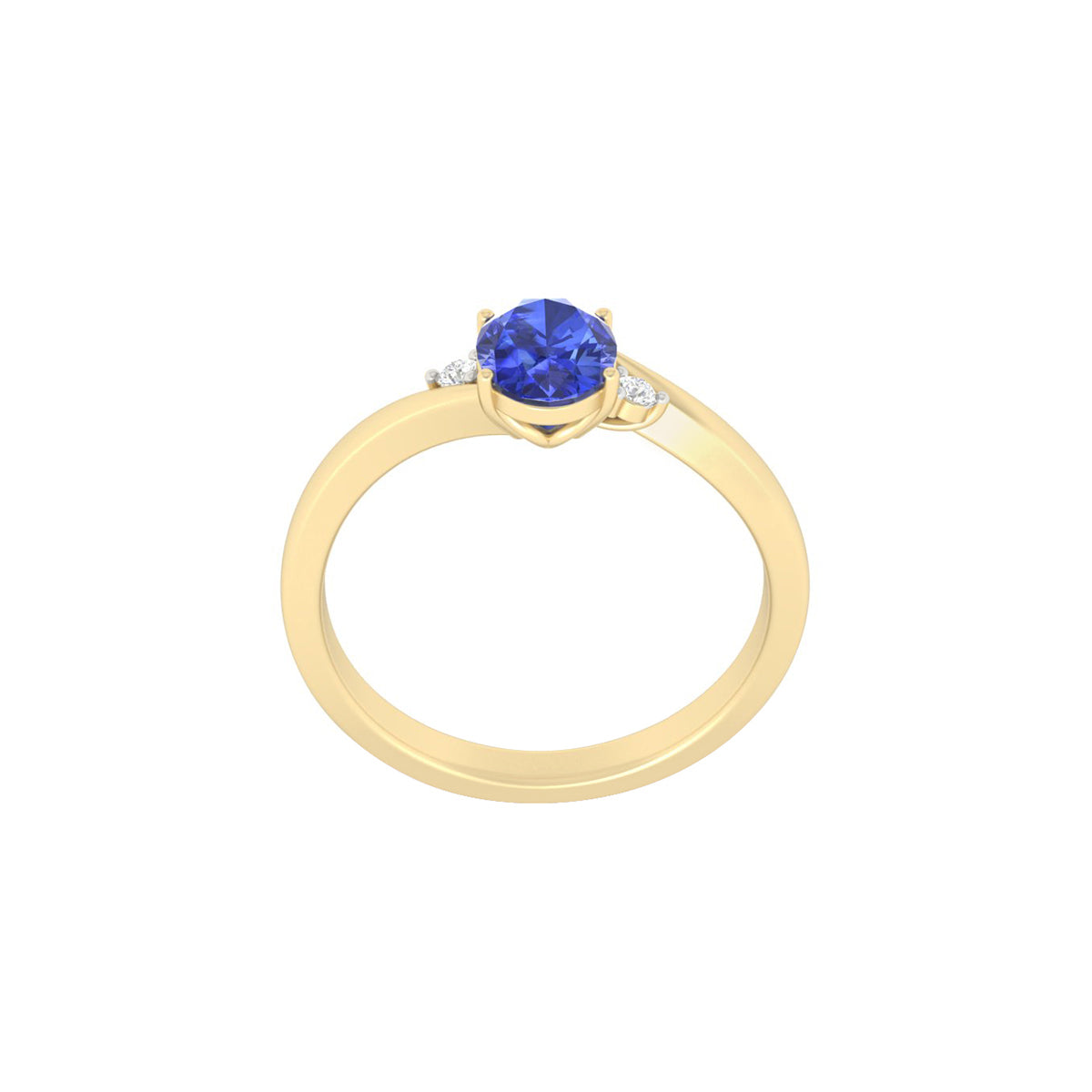 AA+ Tanzanite Ring with White Diamond in 18Kt Gold 0.89cts