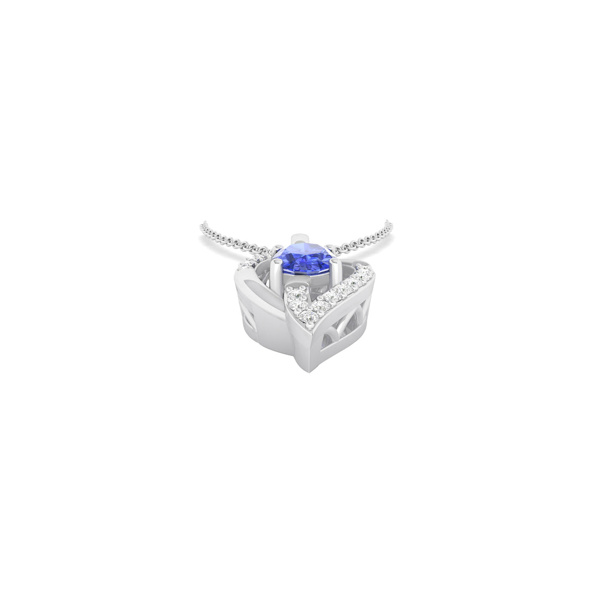 AA+ Tanzanite Pendant with White Diamond in 18Kt White Gold 0.58cts