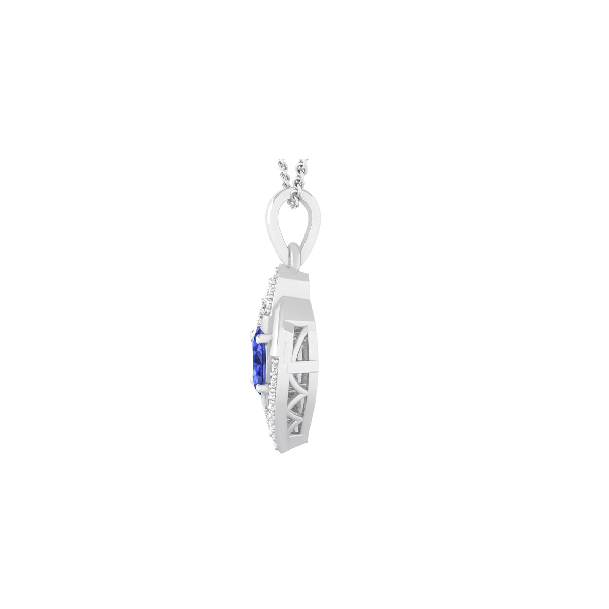AA+ Tanzanite Pendant with White Diamond in 18Kt White Gold 0.58cts