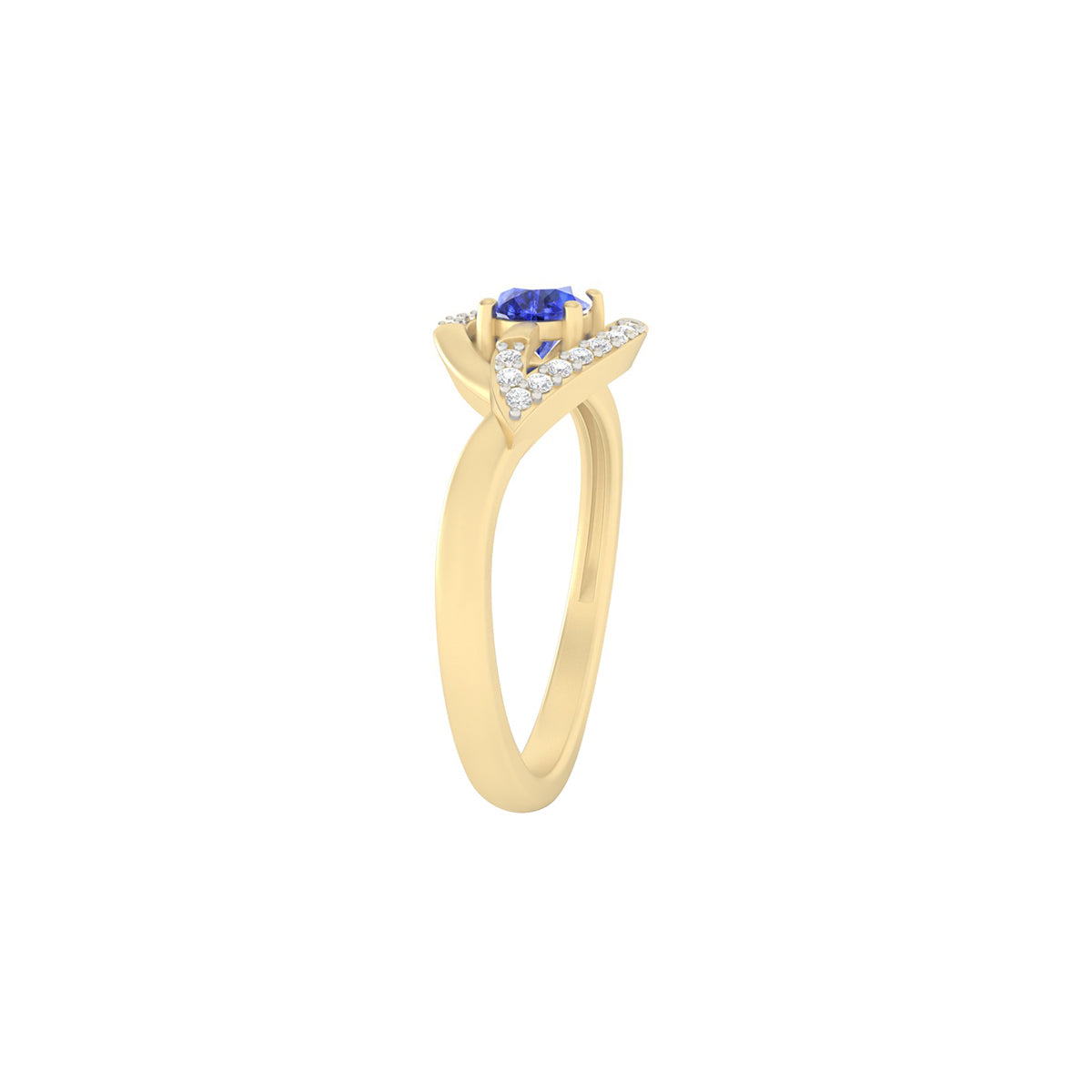 AA+ Tanzanite Ring with White Diamond in 18Kt Gold 0.58cts