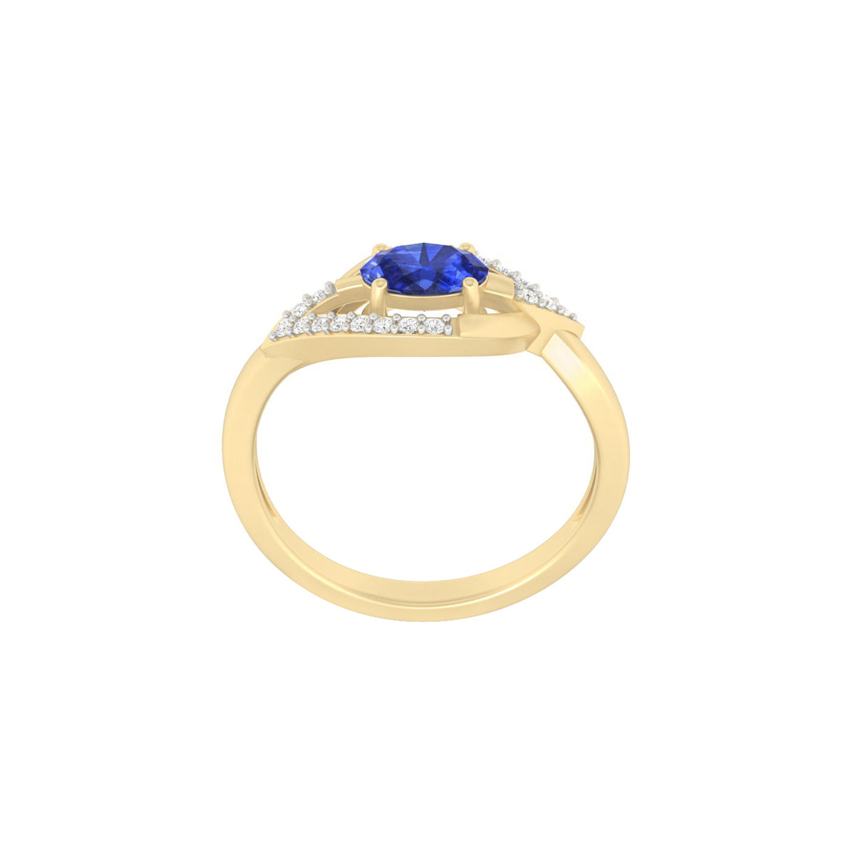 AA+ Tanzanite Ring with White Diamond in 18Kt Gold 0.58cts
