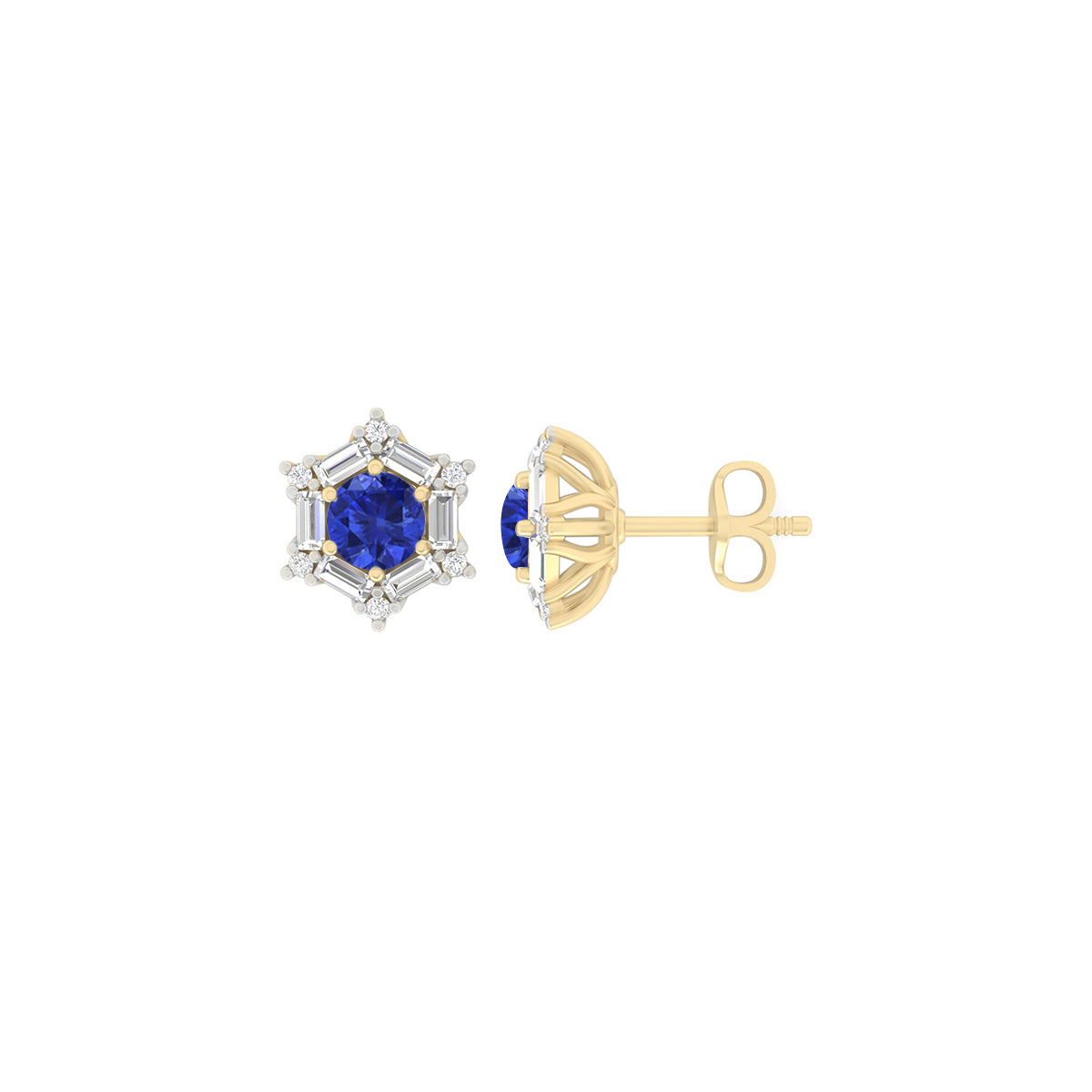 AA+ Tanzanite Stud Earrings with White Diamond in 18Kt Gold 1.98cts