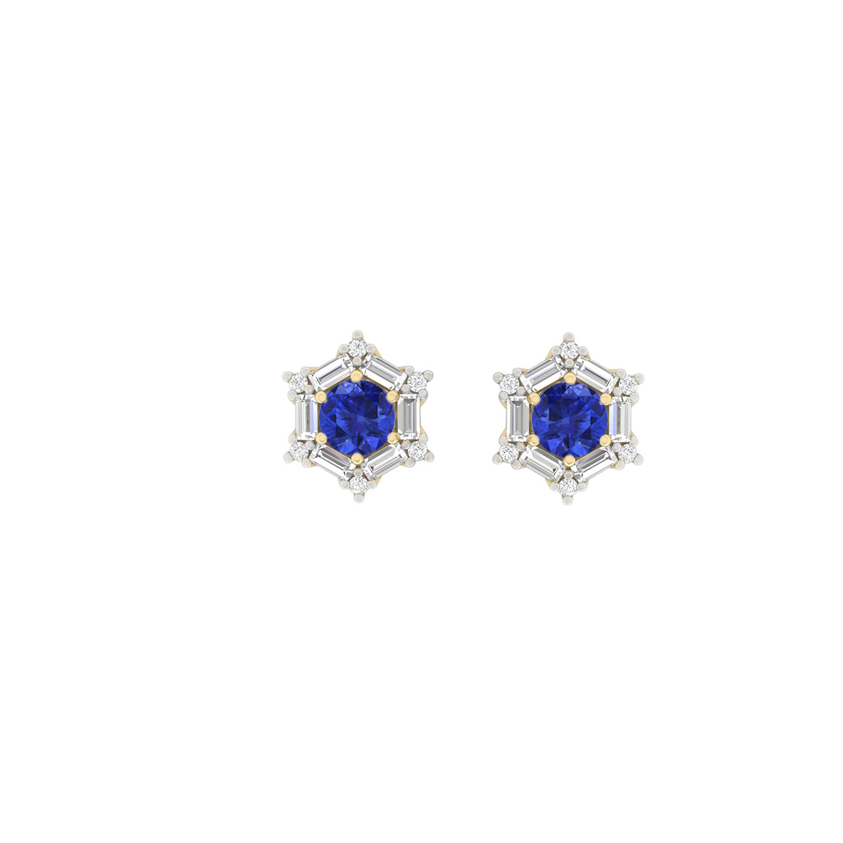 AA+ Tanzanite Stud Earrings with White Diamond in 18Kt Gold 1.98cts