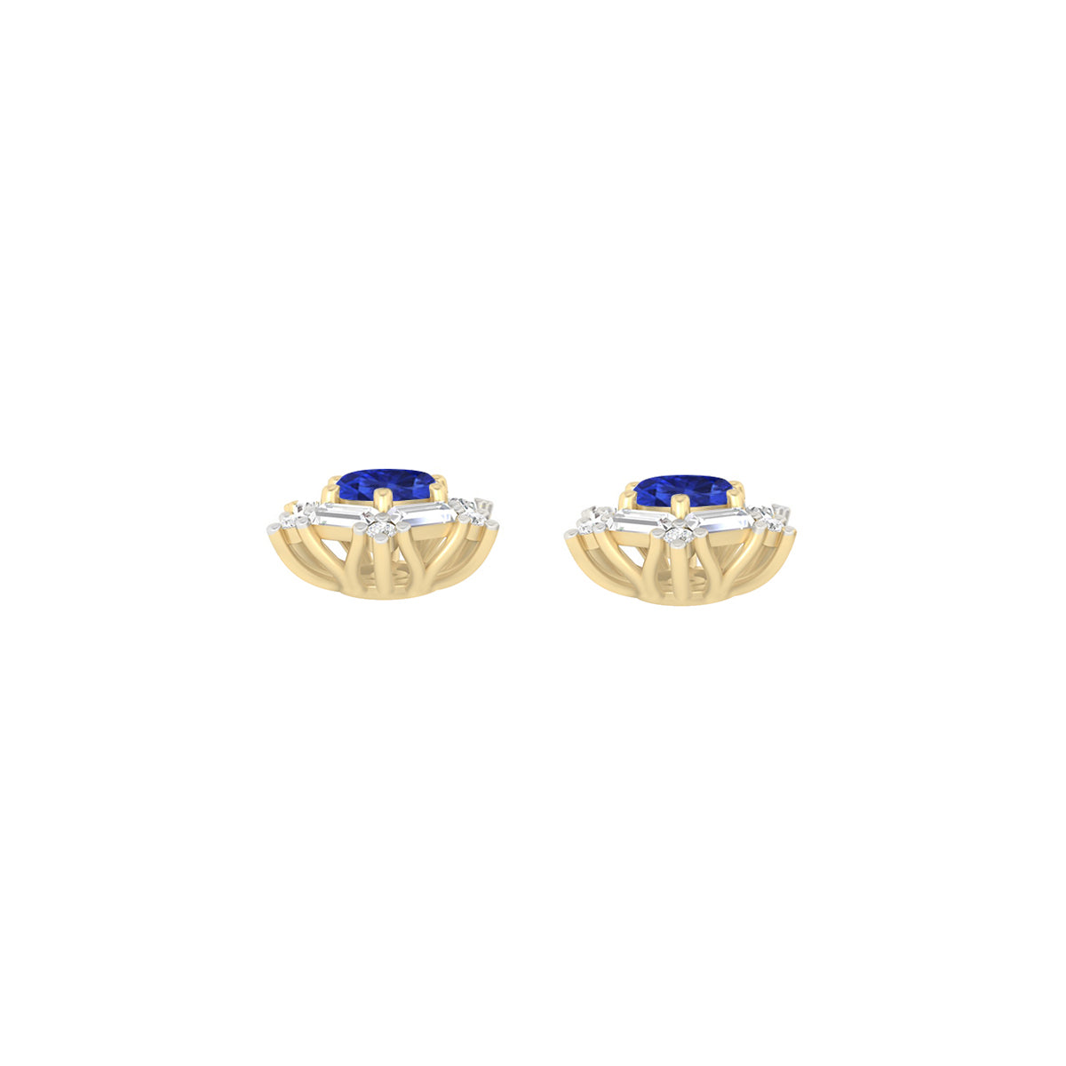 AA+ Tanzanite Stud Earrings with White Diamond in 18Kt Gold 1.98cts