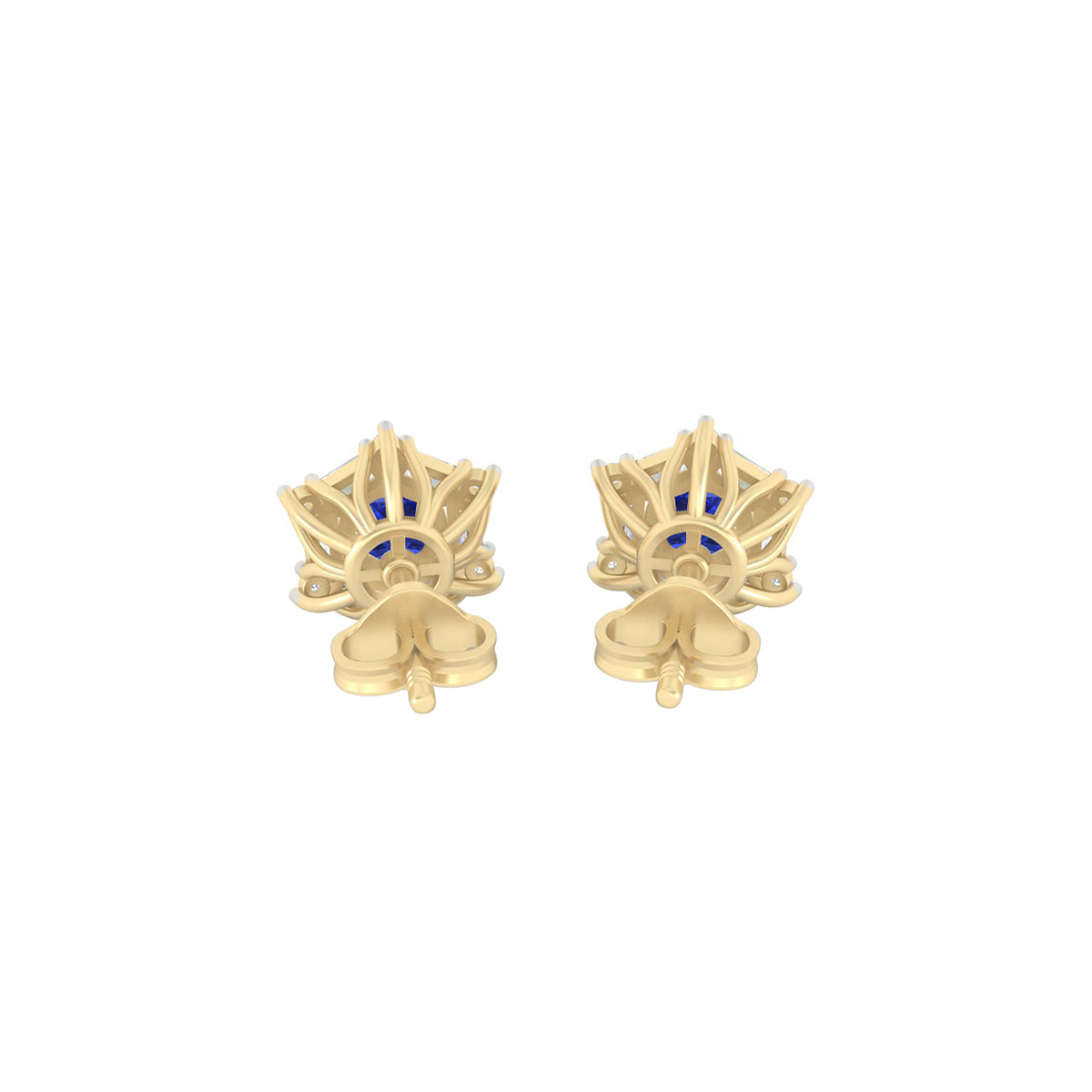 AA+ Tanzanite Stud Earrings with White Diamond in 18Kt Gold 1.98cts