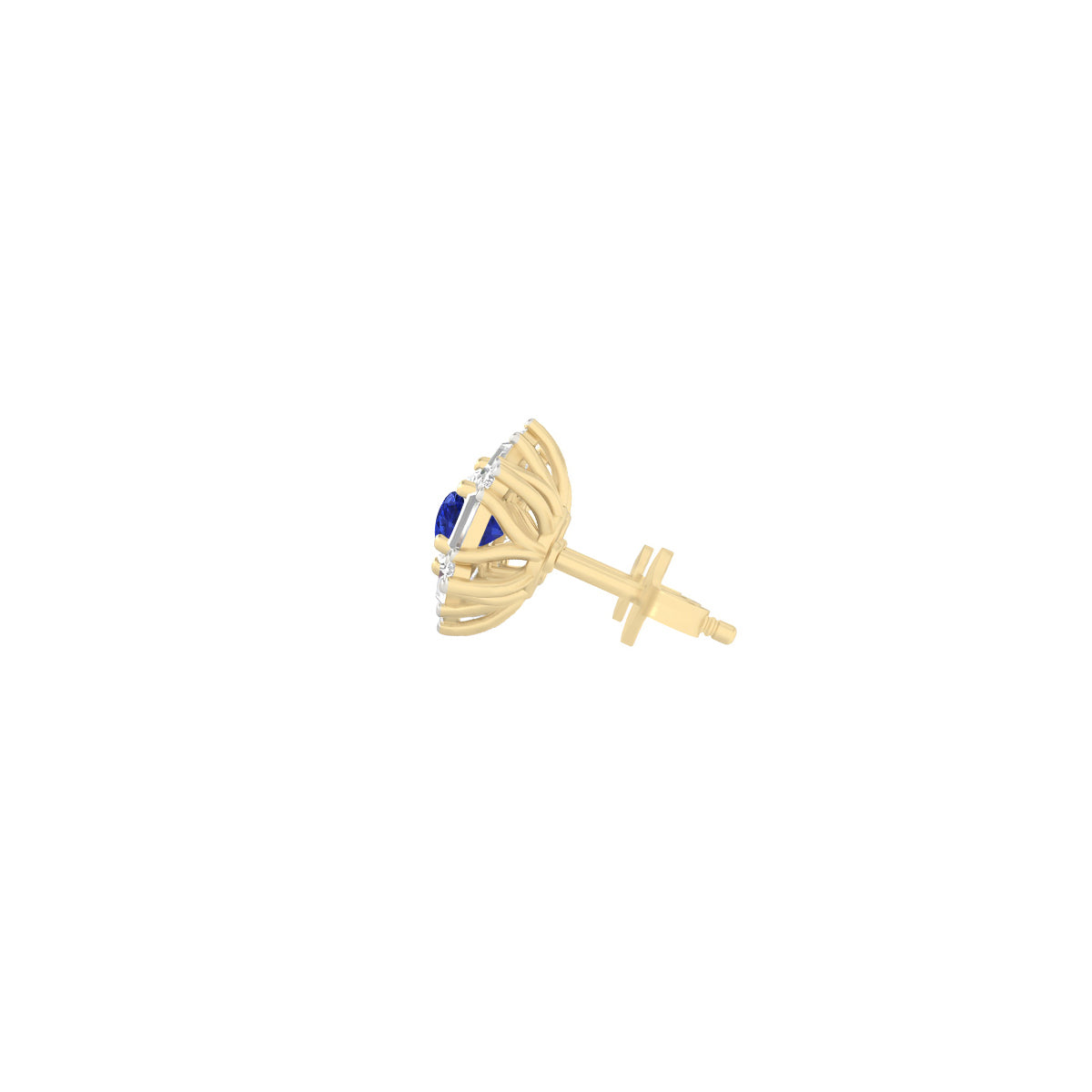 AA+ Tanzanite Stud Earrings with White Diamond in 18Kt Gold 1.98cts