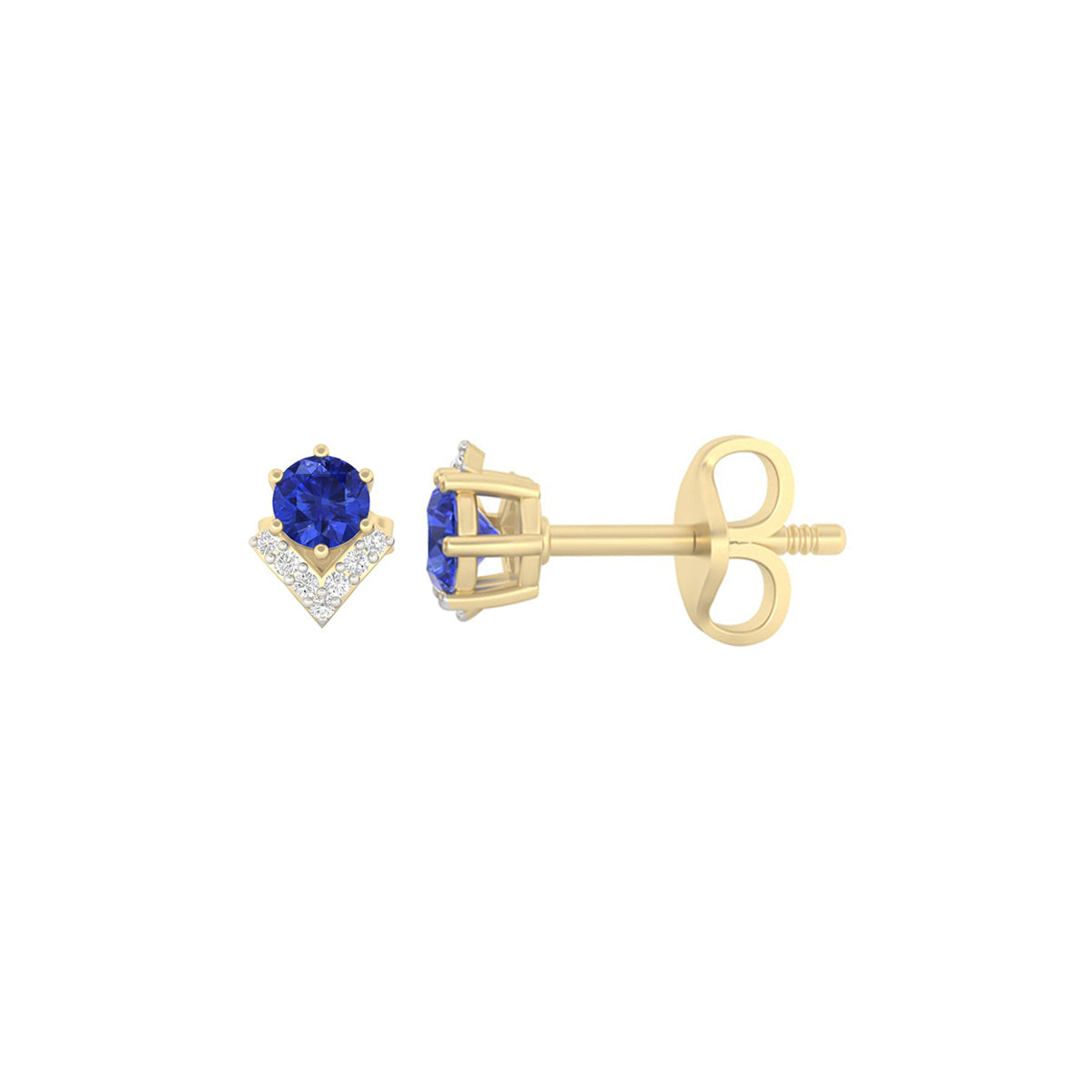 AA+ Tanzanite Stud Earrings with White Diamond in 18Kt Gold 0.80cts