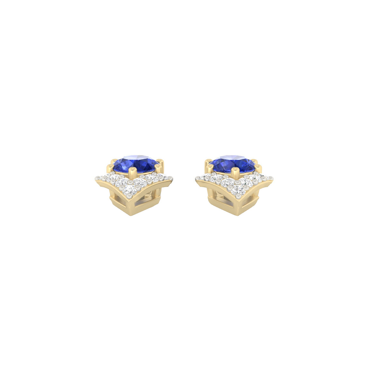 AA+ Tanzanite Stud Earrings with White Diamond in 18Kt Gold 0.80cts