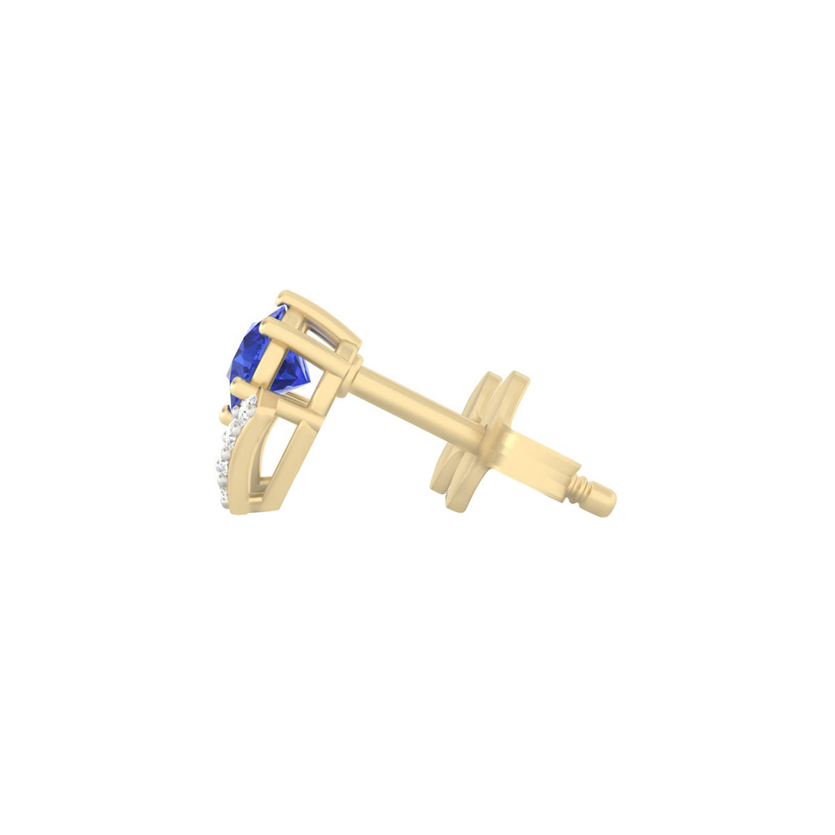 AA+ Tanzanite Stud Earrings with White Diamond in 18Kt Gold 0.80cts