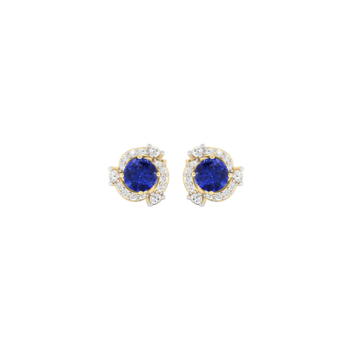 AA+ Tanzanite Stud Earrings with White Diamond in 18Kt Gold 0.91cts