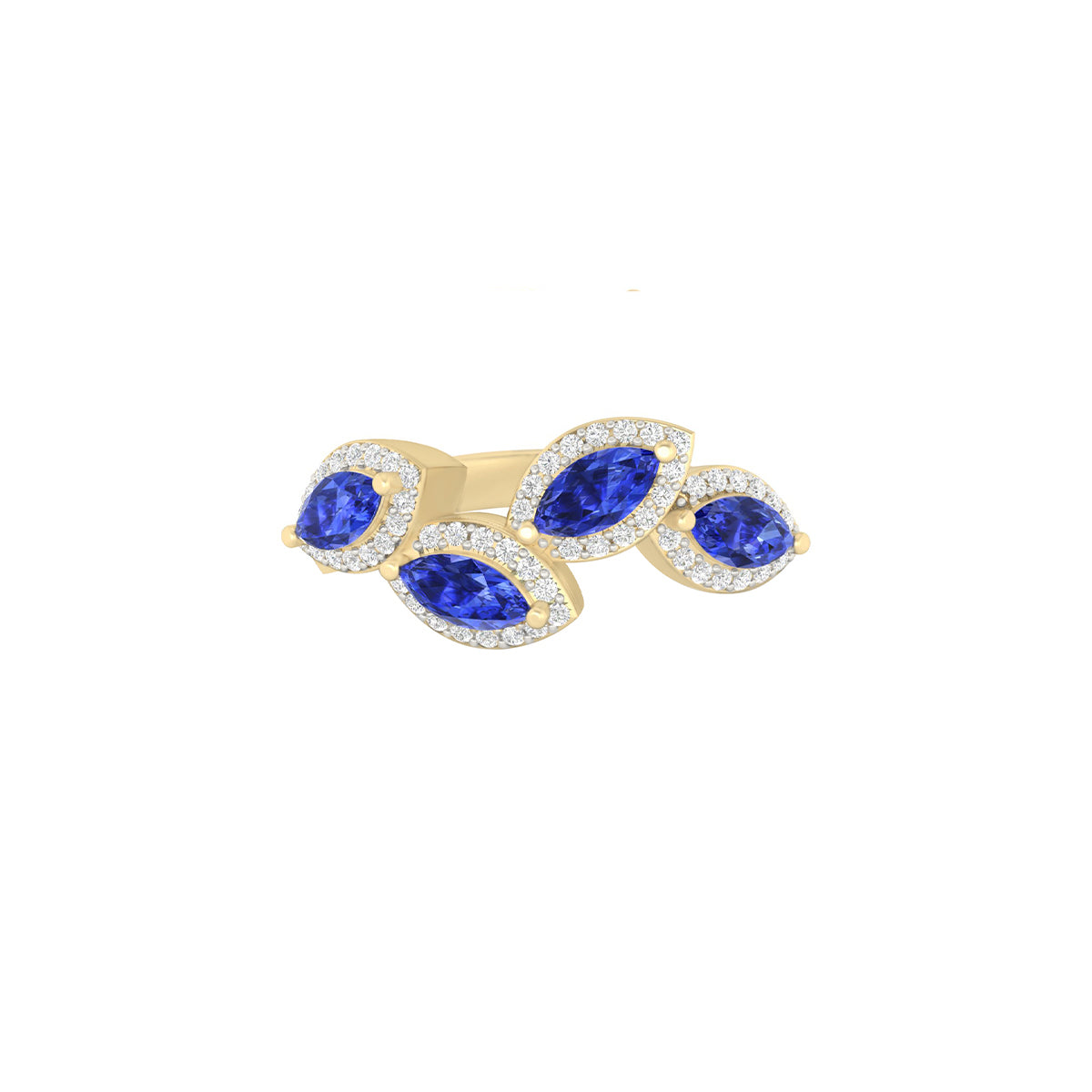 AA+ Tanzanite Ring with White Diamond in 18Kt Gold 1.41cts