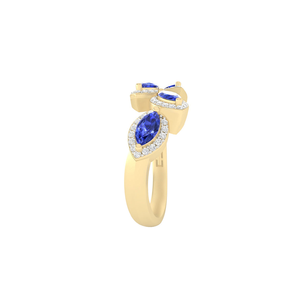 AA+ Tanzanite Ring with White Diamond in 18Kt Gold 1.41cts