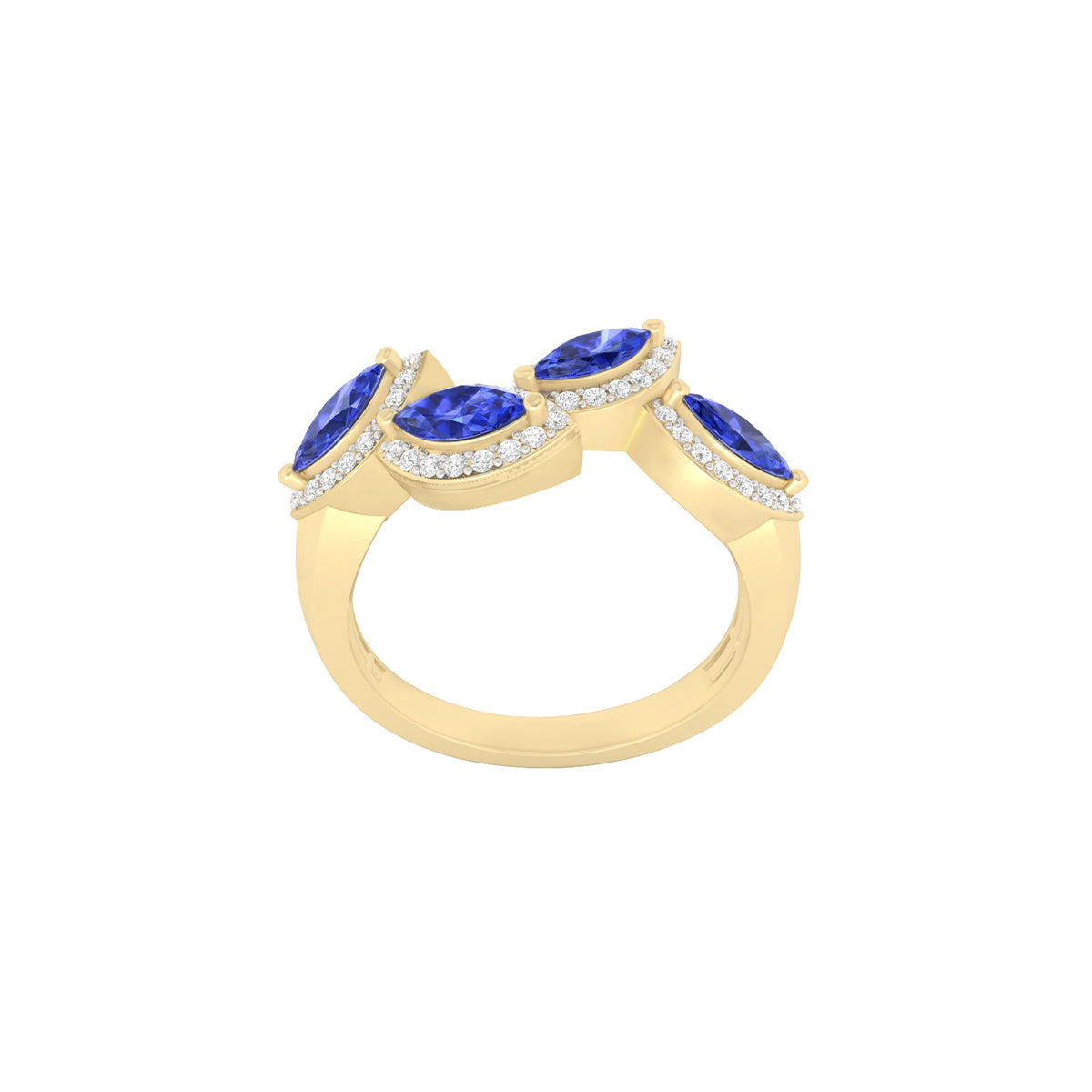 AA+ Tanzanite Ring with White Diamond in 18Kt Gold 1.41cts