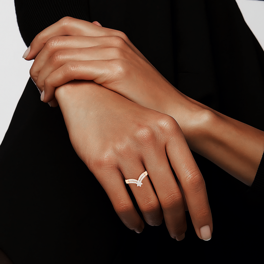 18KT Rose Gold with White Diamond Ring 0.26ct