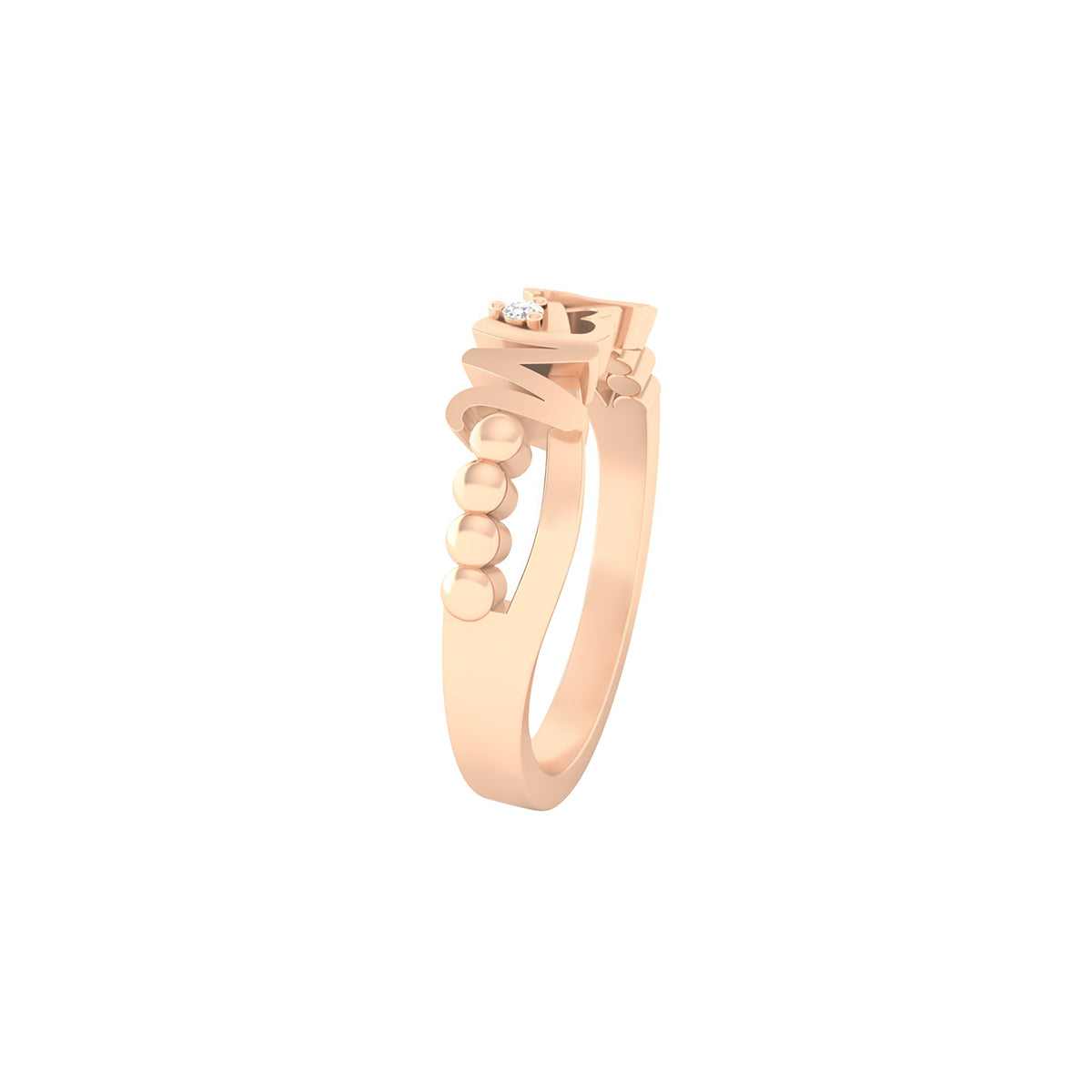 18KT Rose Gold with White Diamond Ring 0.01ct