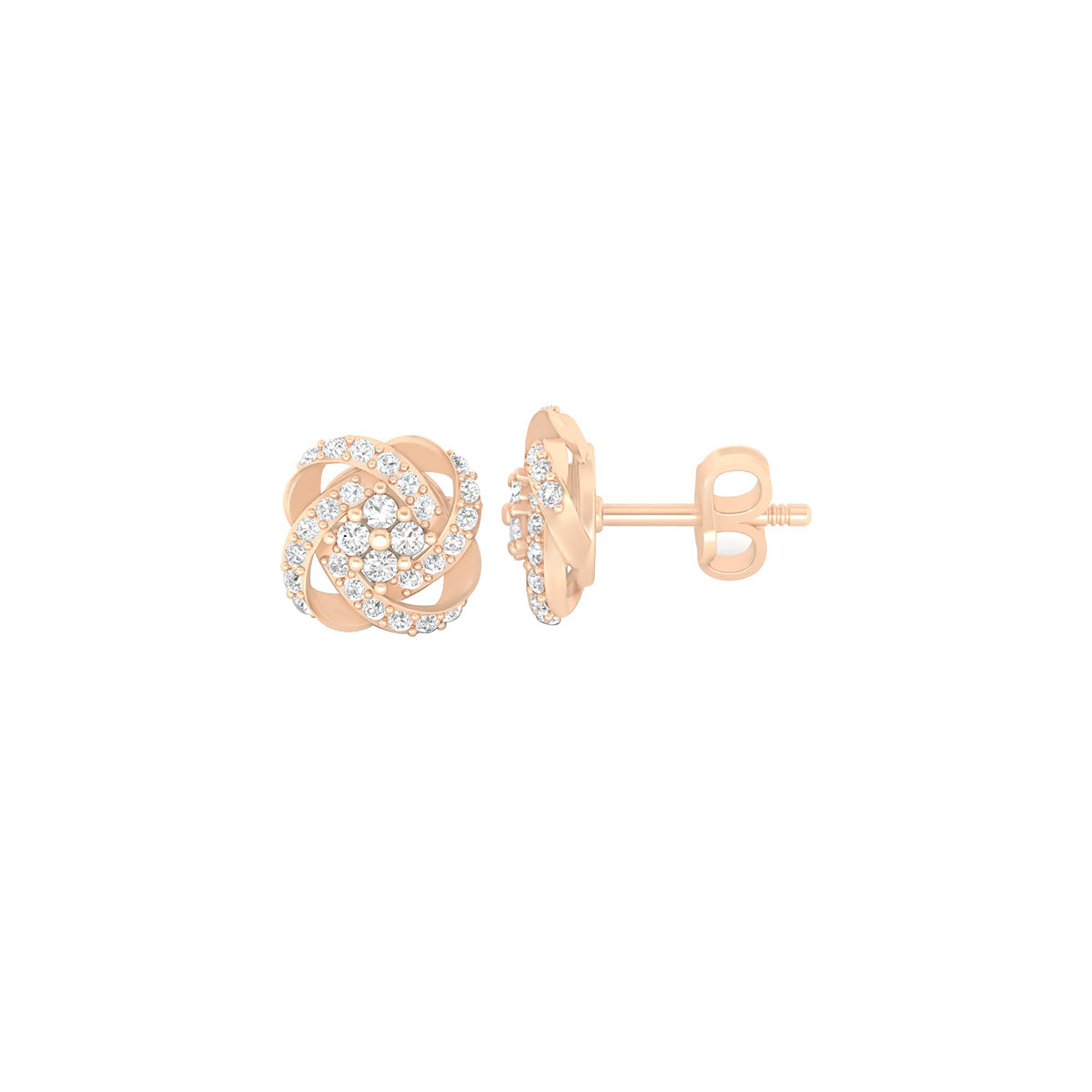 18KT Rose Gold with White Diamond Stud Earrings 0.45cts