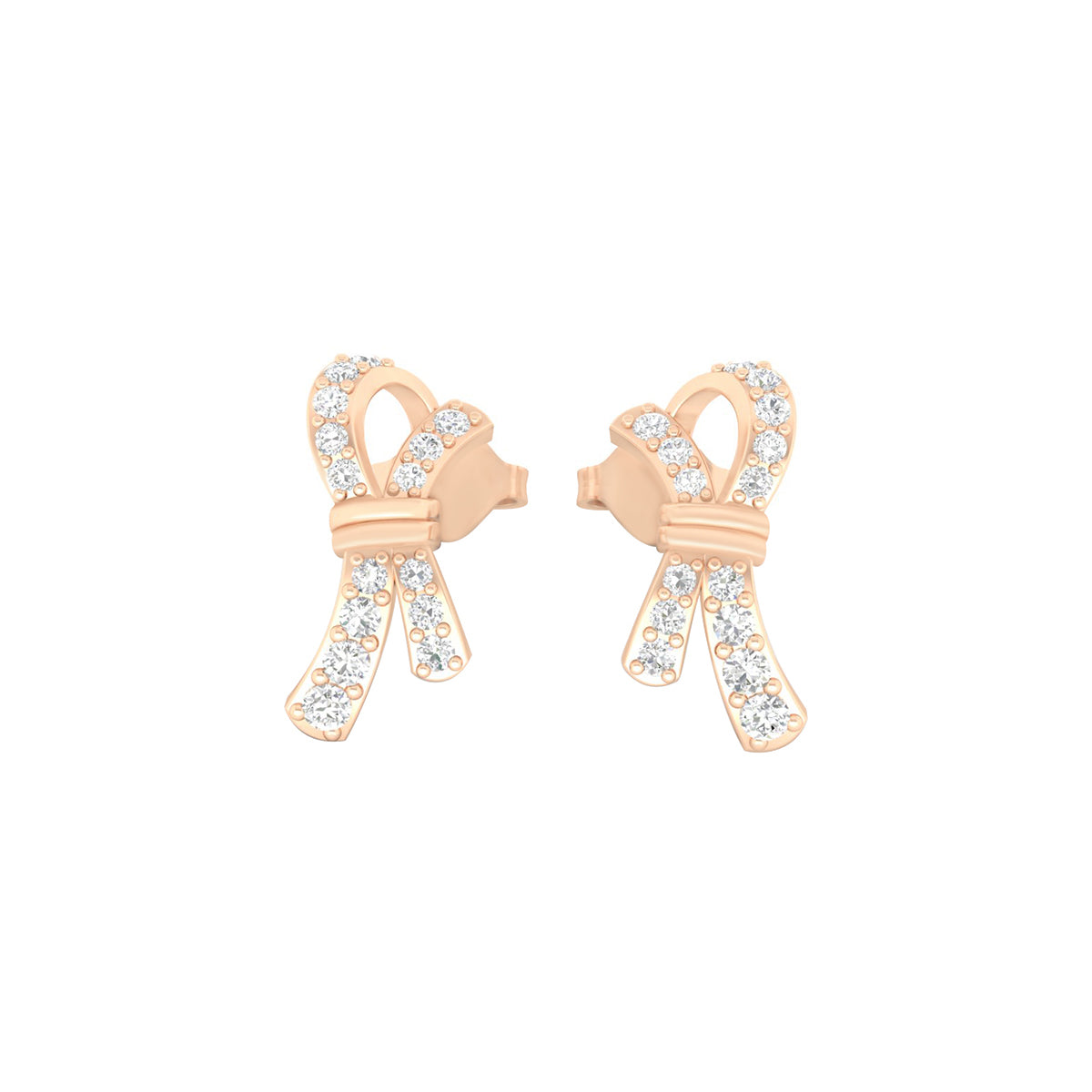 18KT Rose Gold with White Diamond Stud Earrings 0.35cts