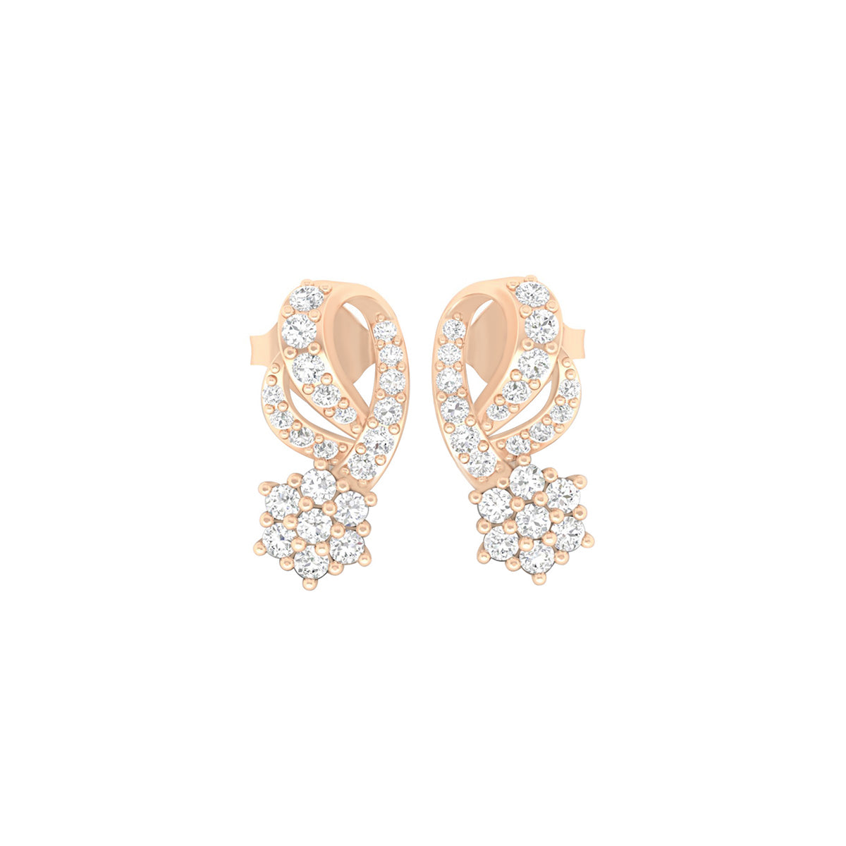 18KT Rose Gold with White Diamond Stud Earrings 0.42cts