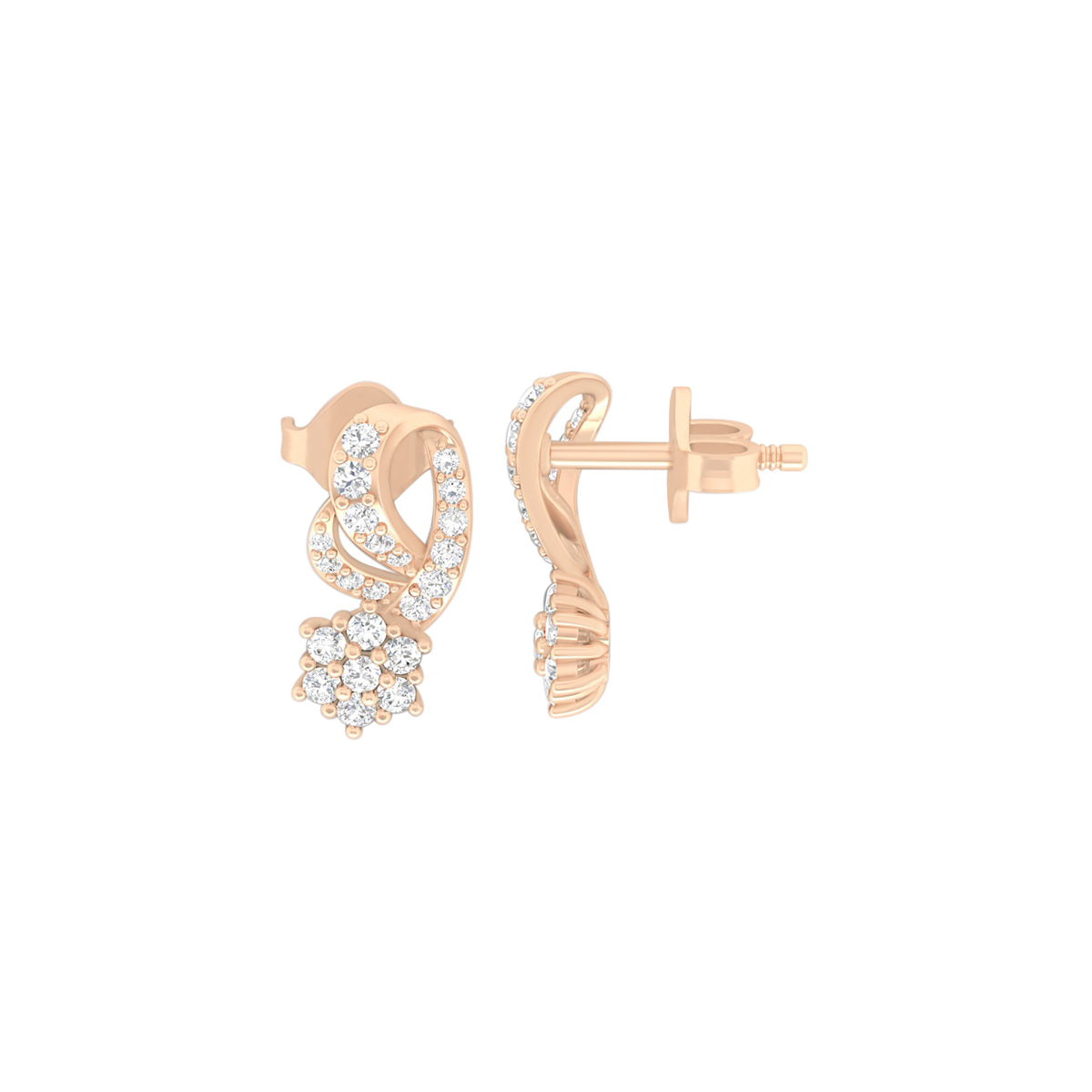 18KT Rose Gold with White Diamond Stud Earrings 0.42cts