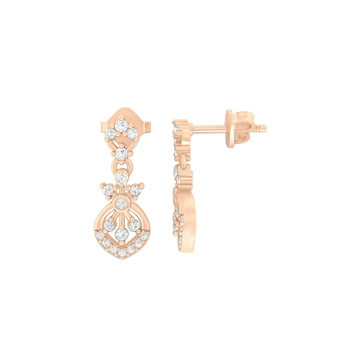 18KT Rose Gold with White Diamond Drop Earrings 0.31cts
